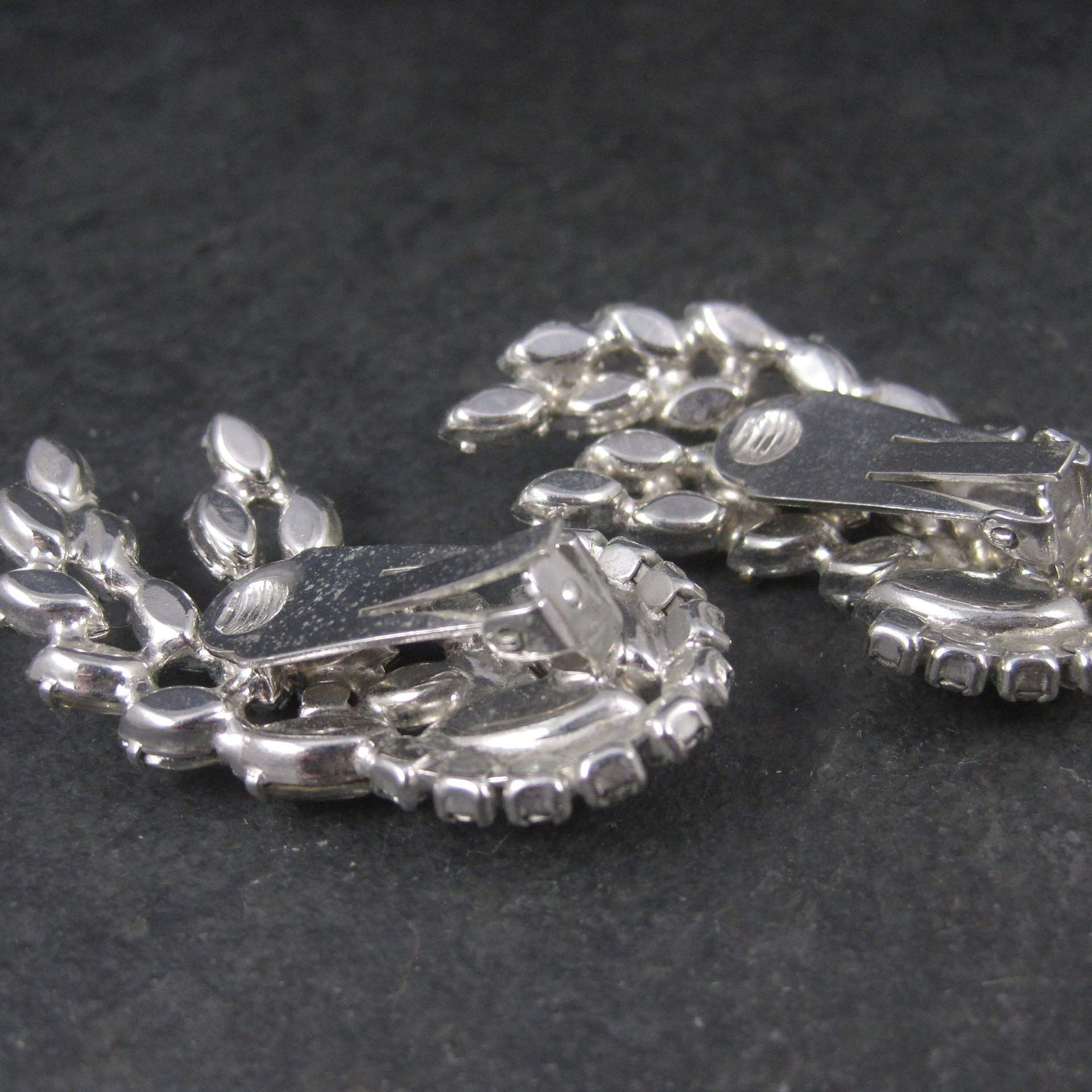 Large Vintage Juliana Clear Rhinestone Clip On Earrings