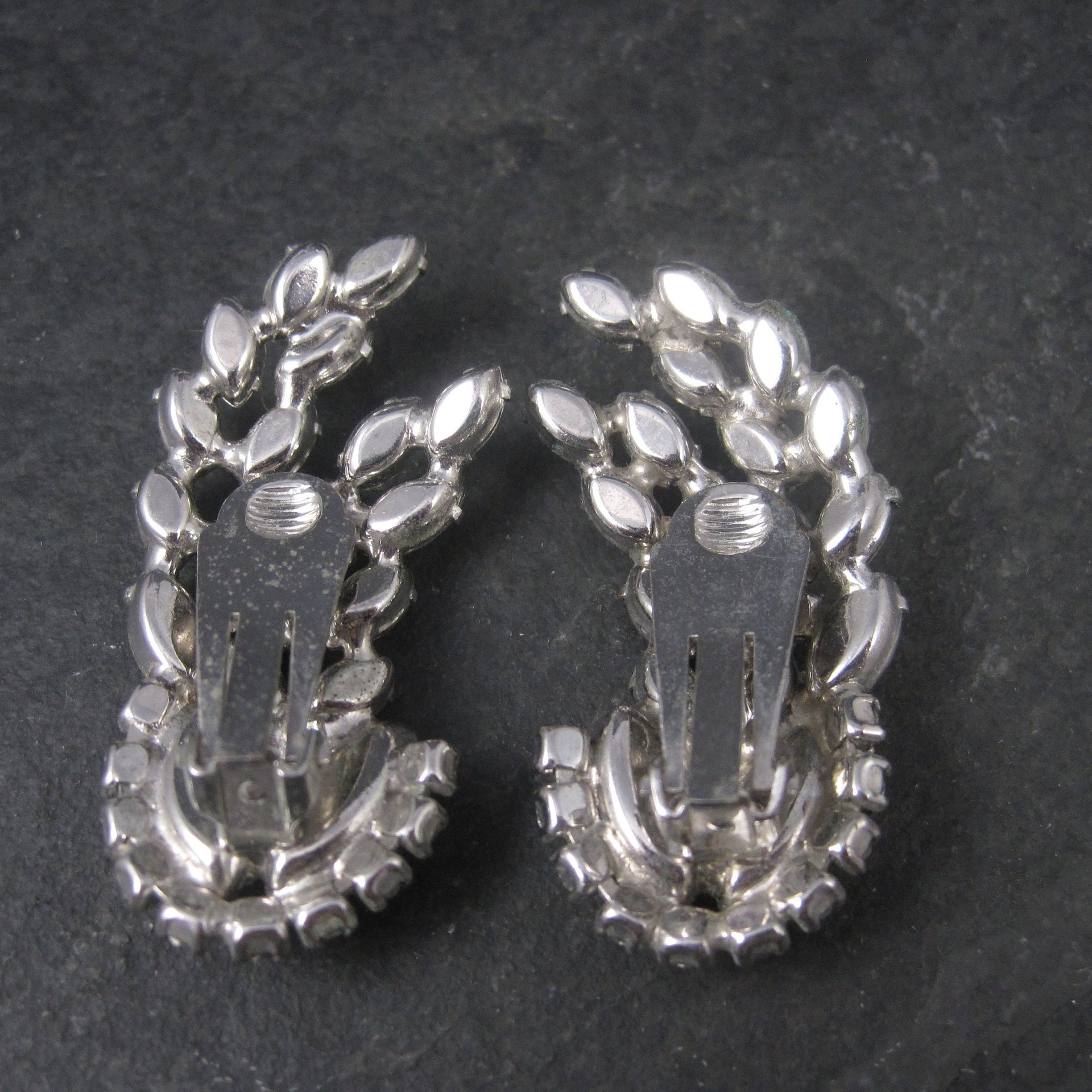 Large Vintage Juliana Clear Rhinestone Clip On Earrings