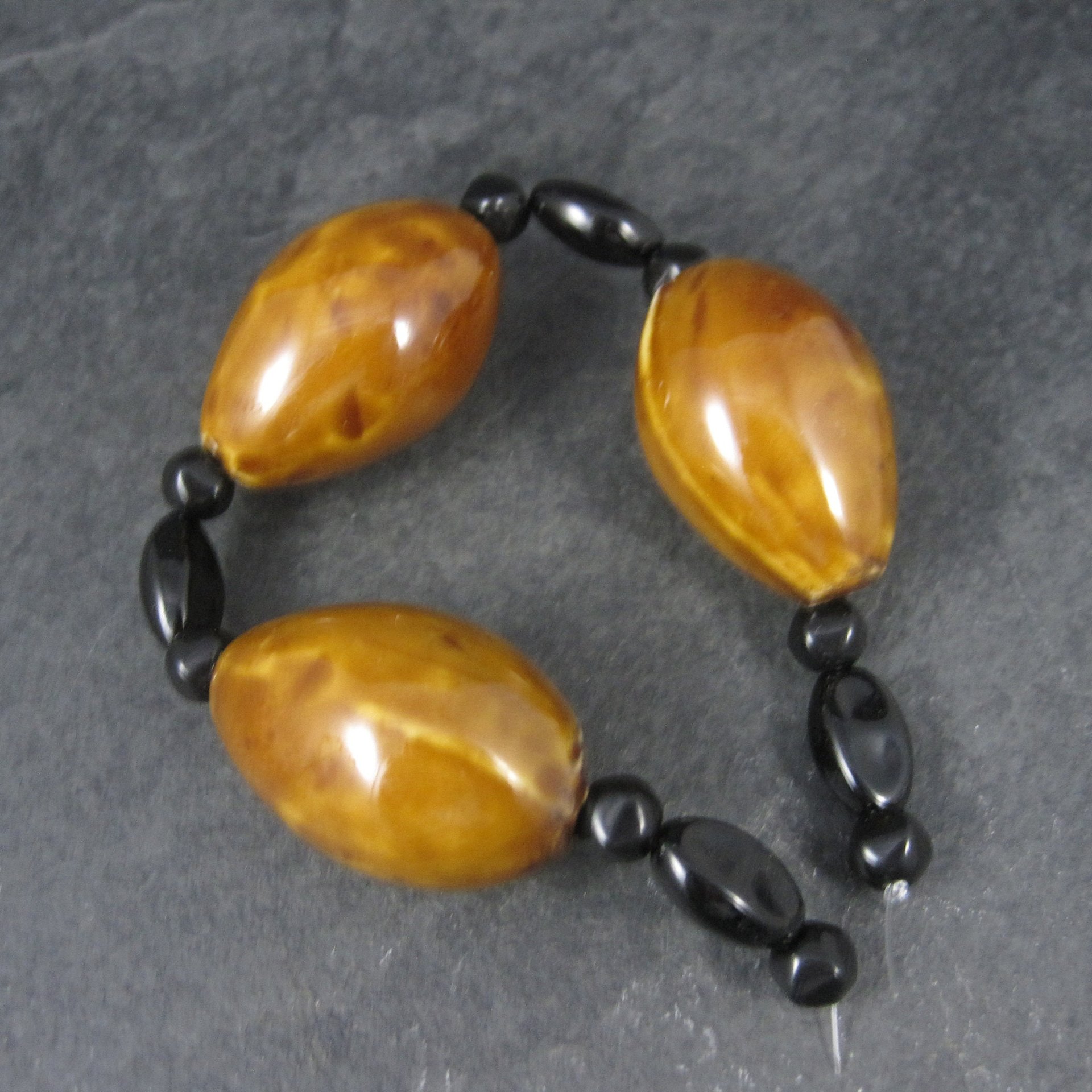 Large Brown Black Ceramic Beads Strand