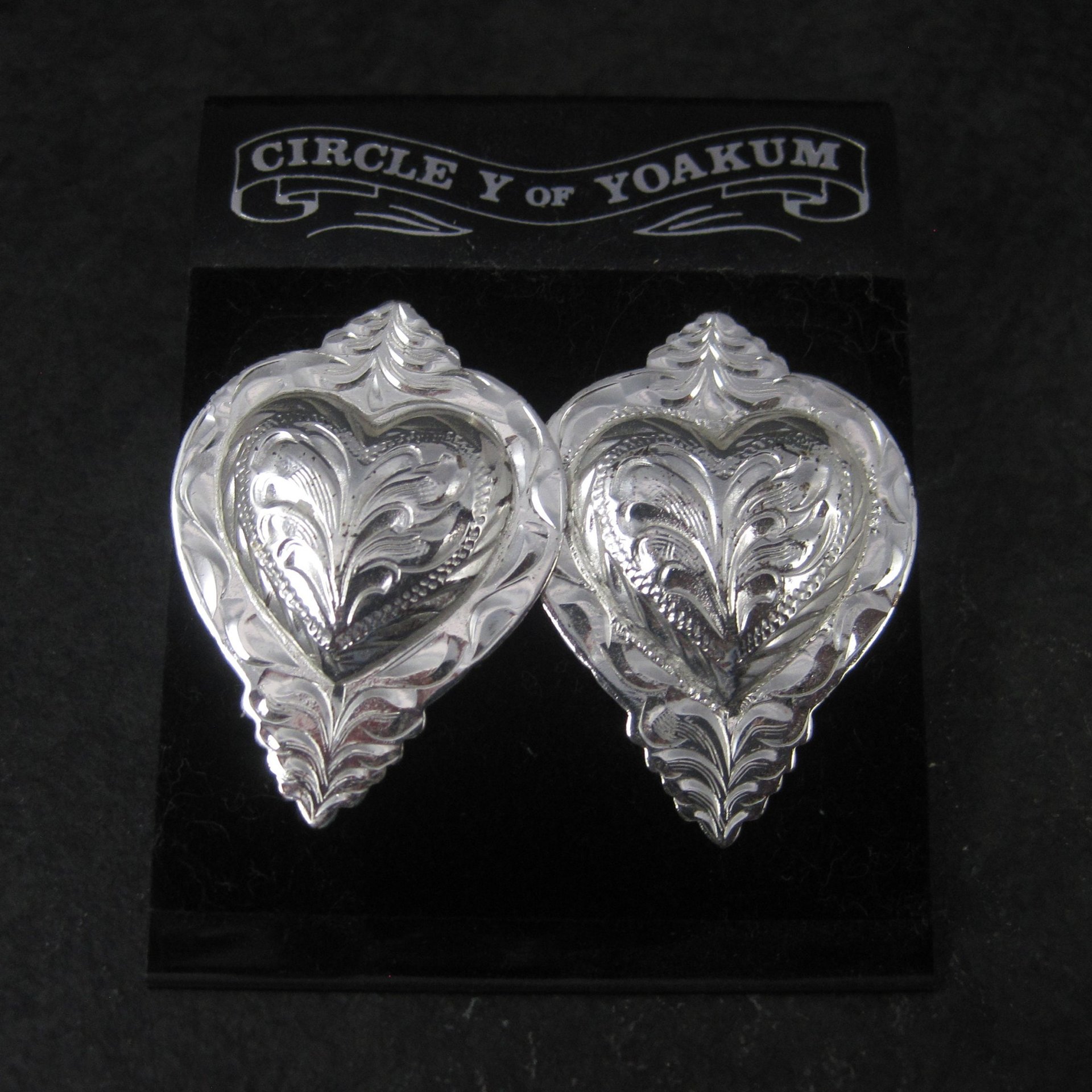 Western Heart Earrings Silver Plated Circle Y of Yokum