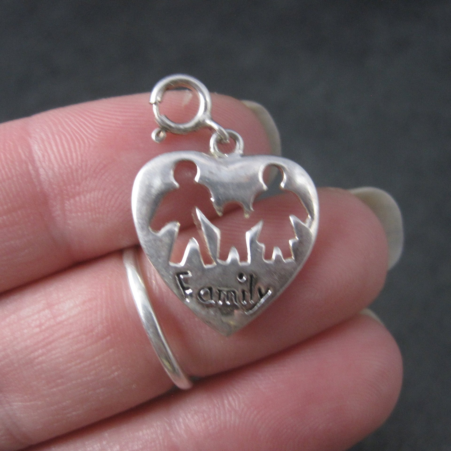 Sterling Family Heart Charm