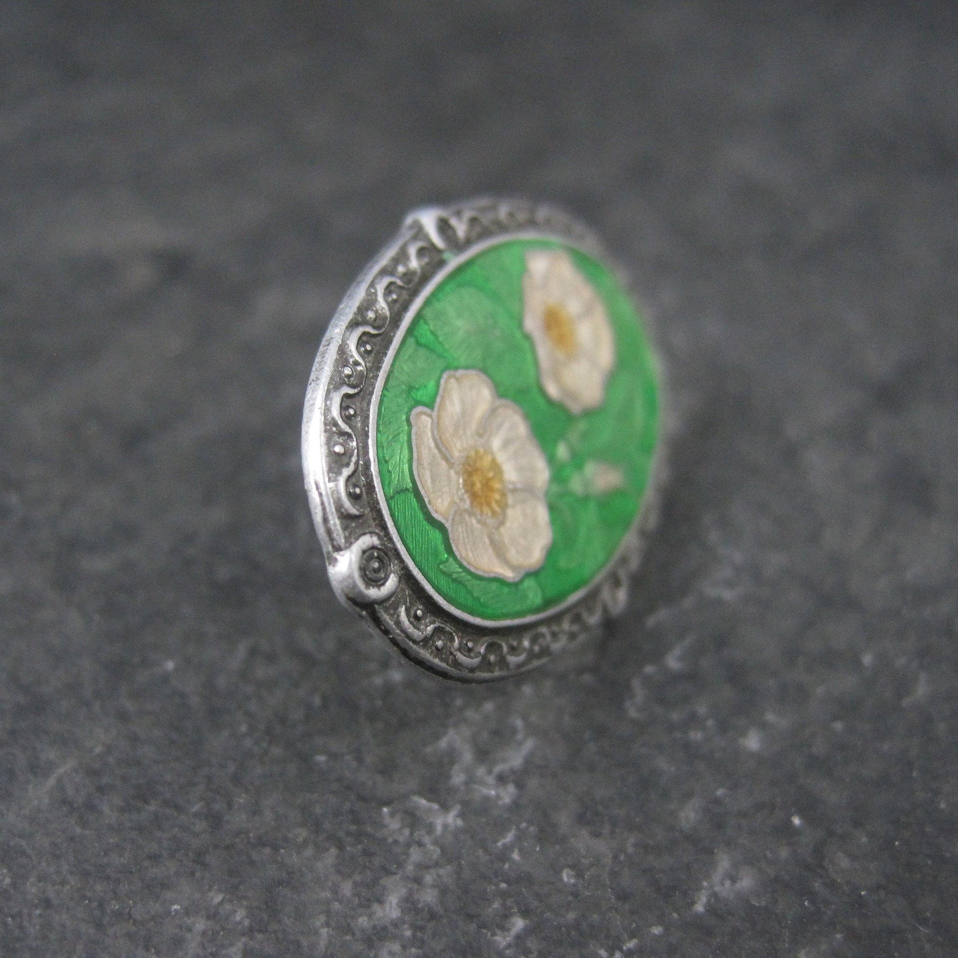 Vintage Enamel Floral Lapel Pin J&W Canada