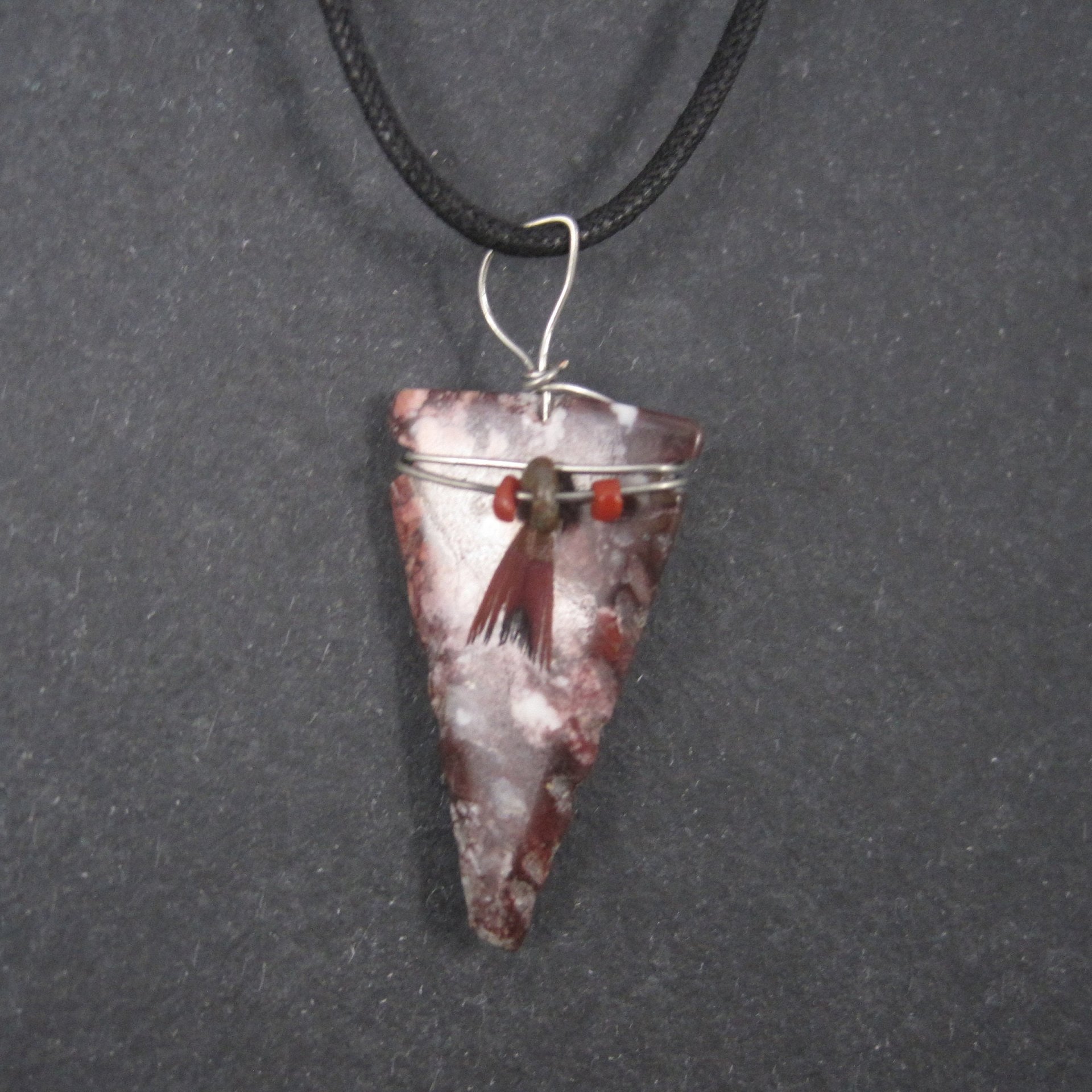 Vintage Carved Arrowhead Fetish Pendant Necklace