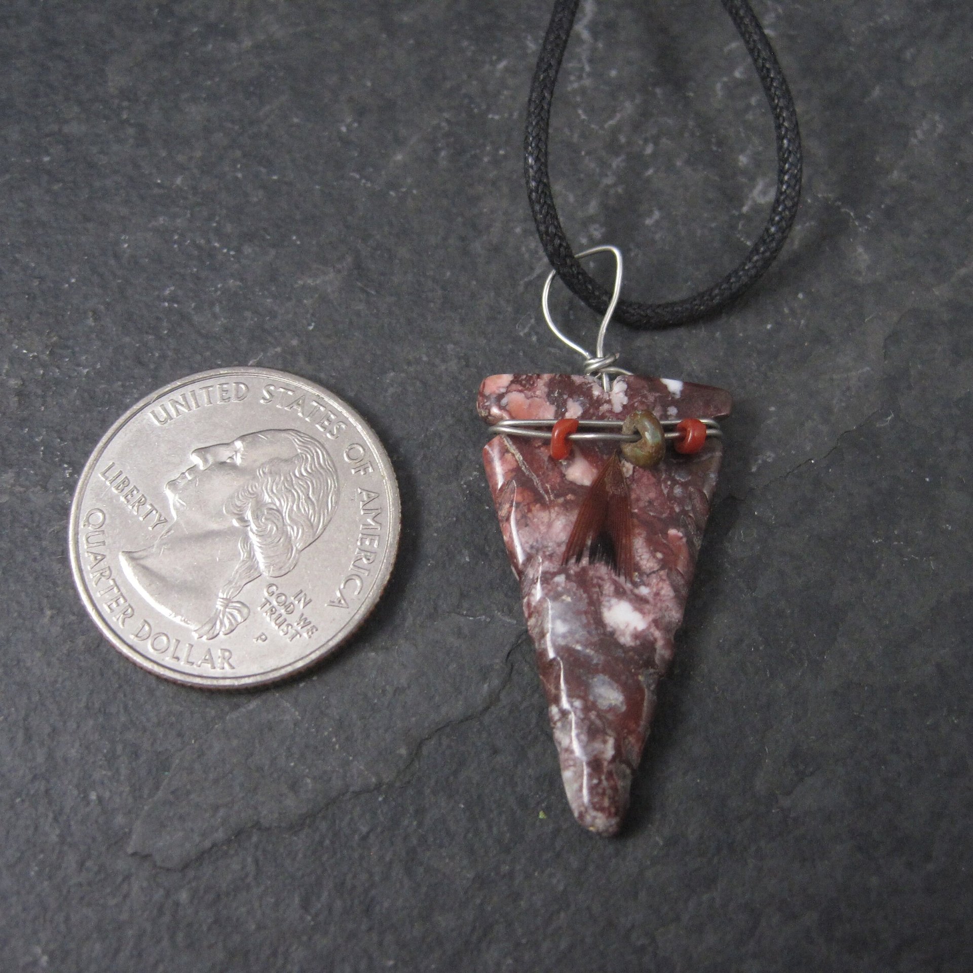 Vintage Carved Arrowhead Fetish Pendant Necklace