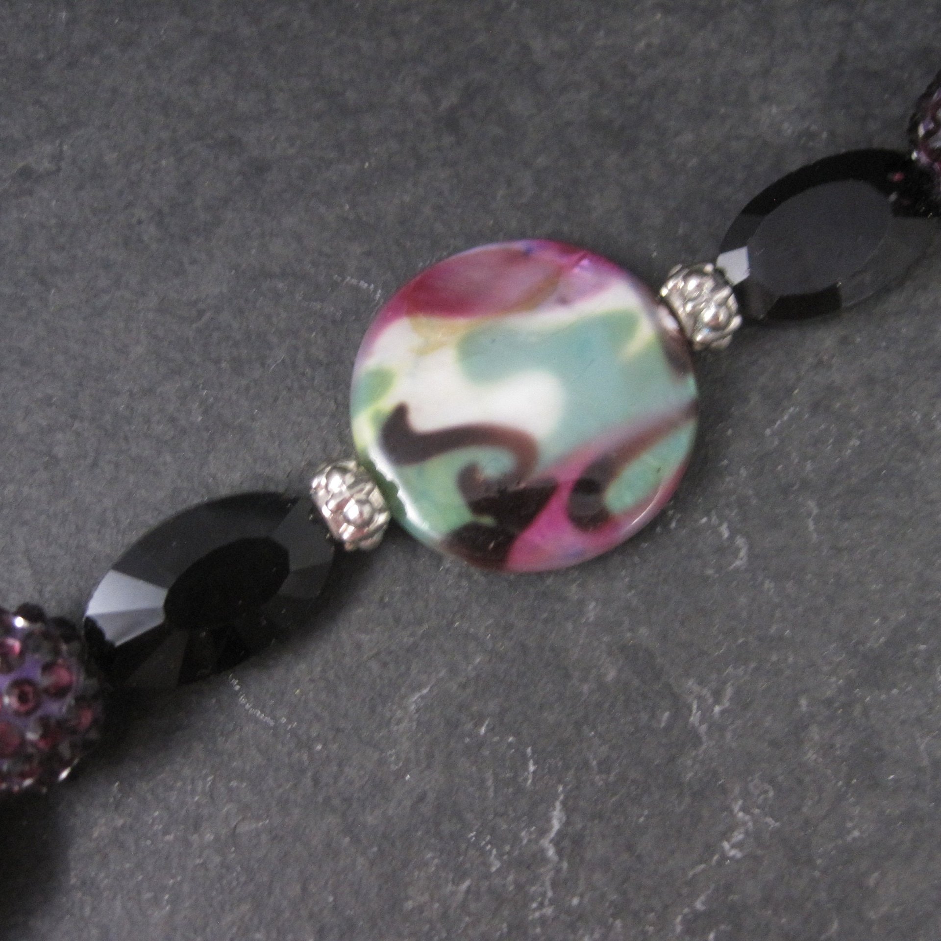 Purple and Black Bead Strand