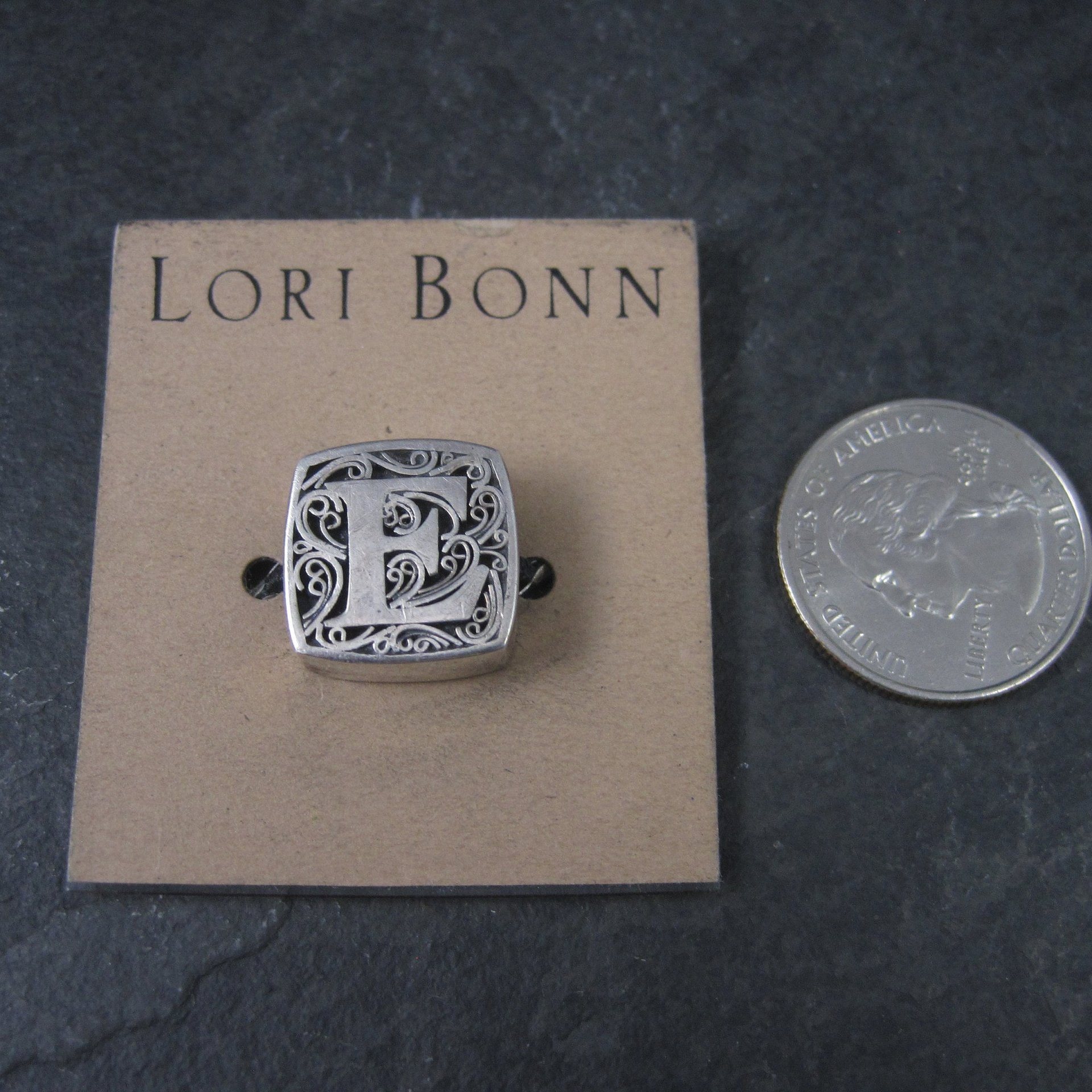 Lori Bonn Sterling Silver Love Letter Initial E Slide Charm