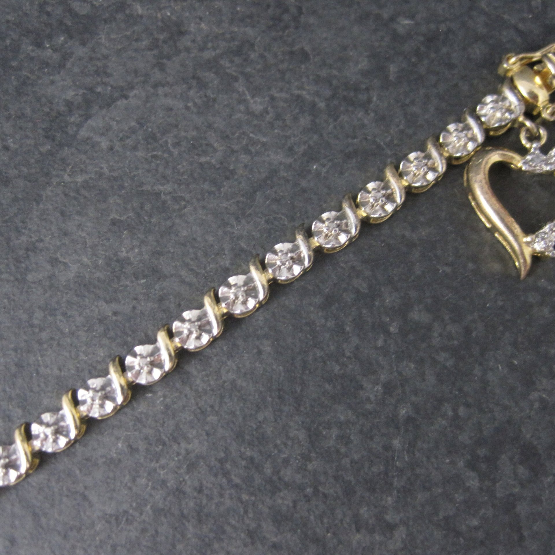 Vintage Vermeil Sterling Illusion Heart Bracelet