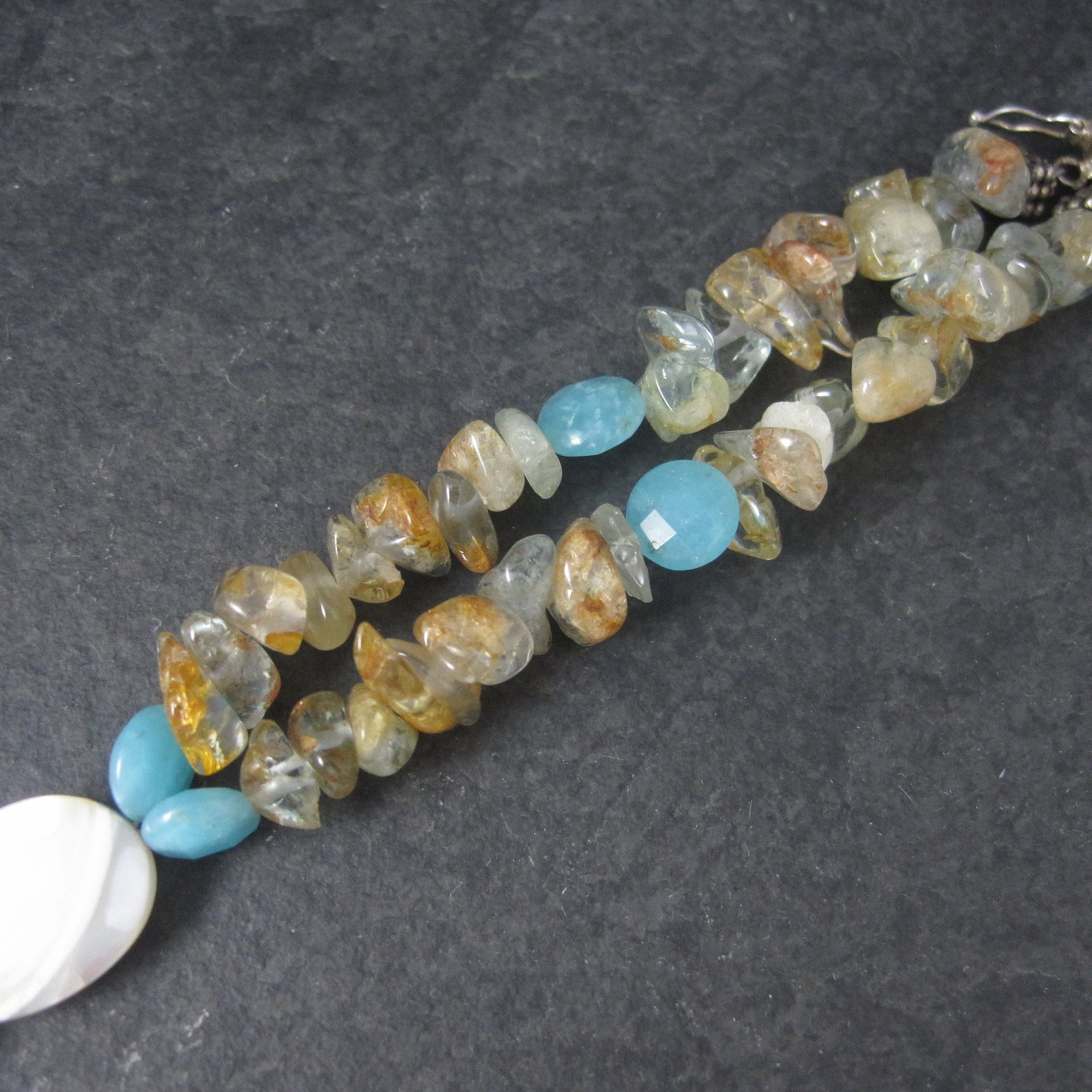 Estate Handmade Mother of Pearl Gemstone Bracelet