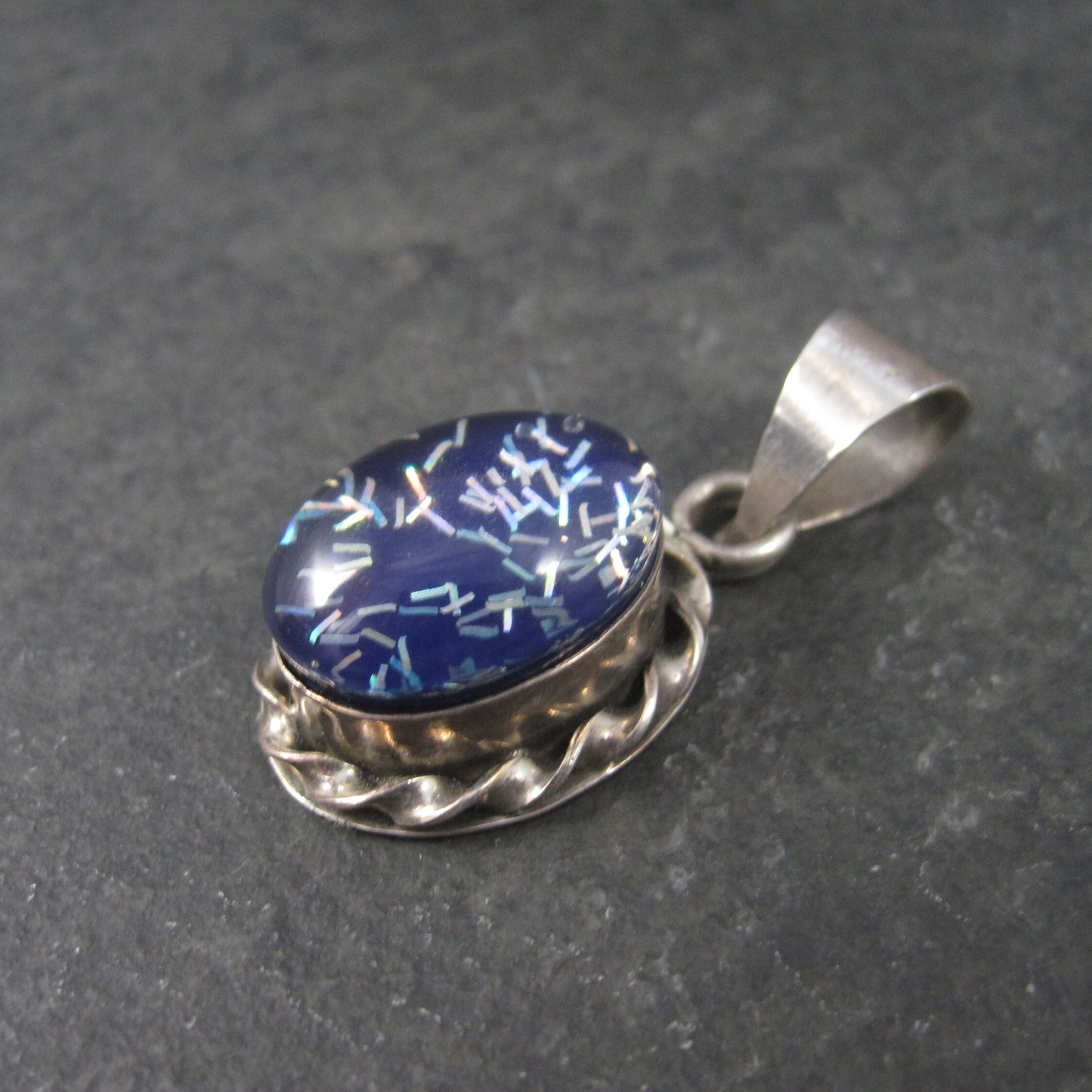 Vintage Mexican Sterling Blue Confetti Pendant