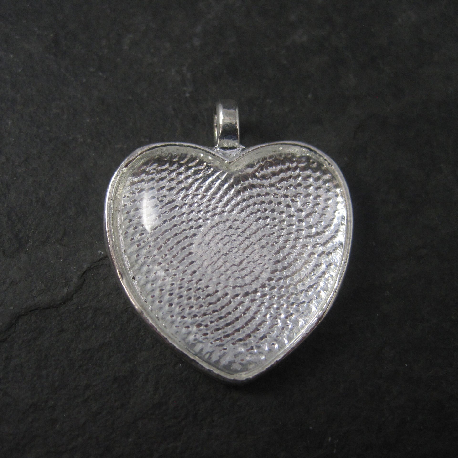 Silver Plated Heart Bezel Pendant Glass Heart Cabochon 25mm