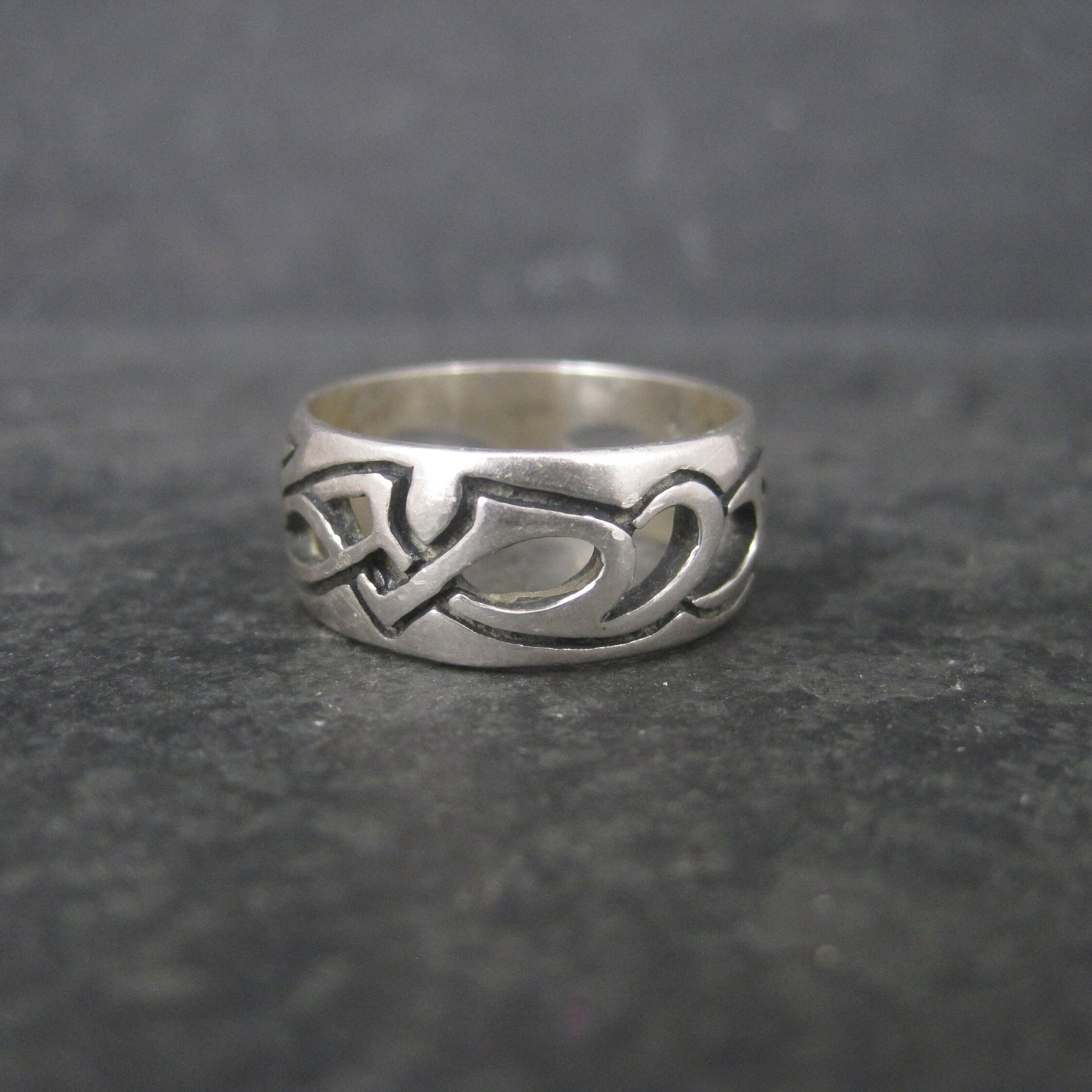 Vintage 90s Sterling Norse Viking Band Ring Size 6