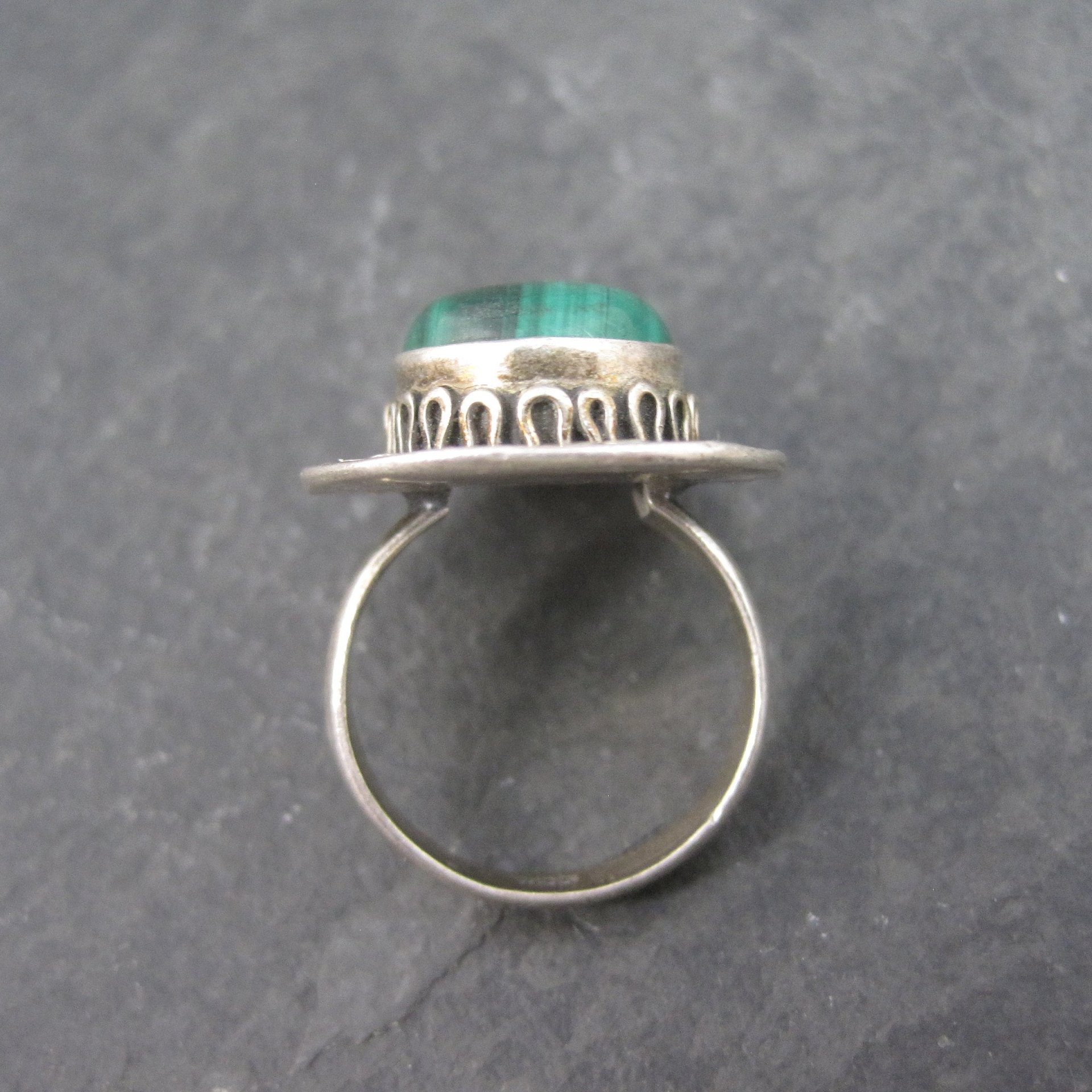 Vintage Sterling Malachite Ring Size 7.5