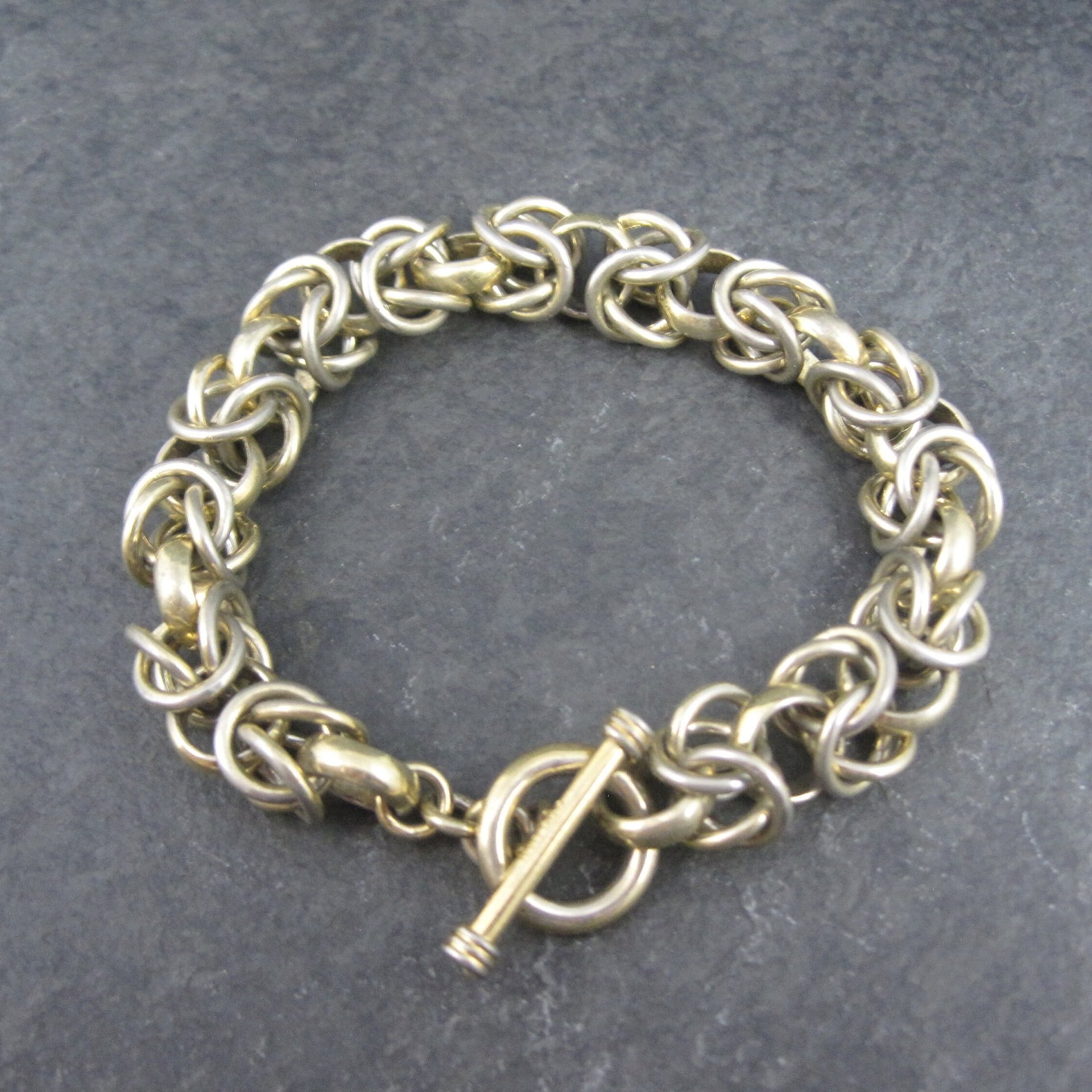 Heavy Vermeil Sterling Chainmaille Bracelet 7.5 Inches