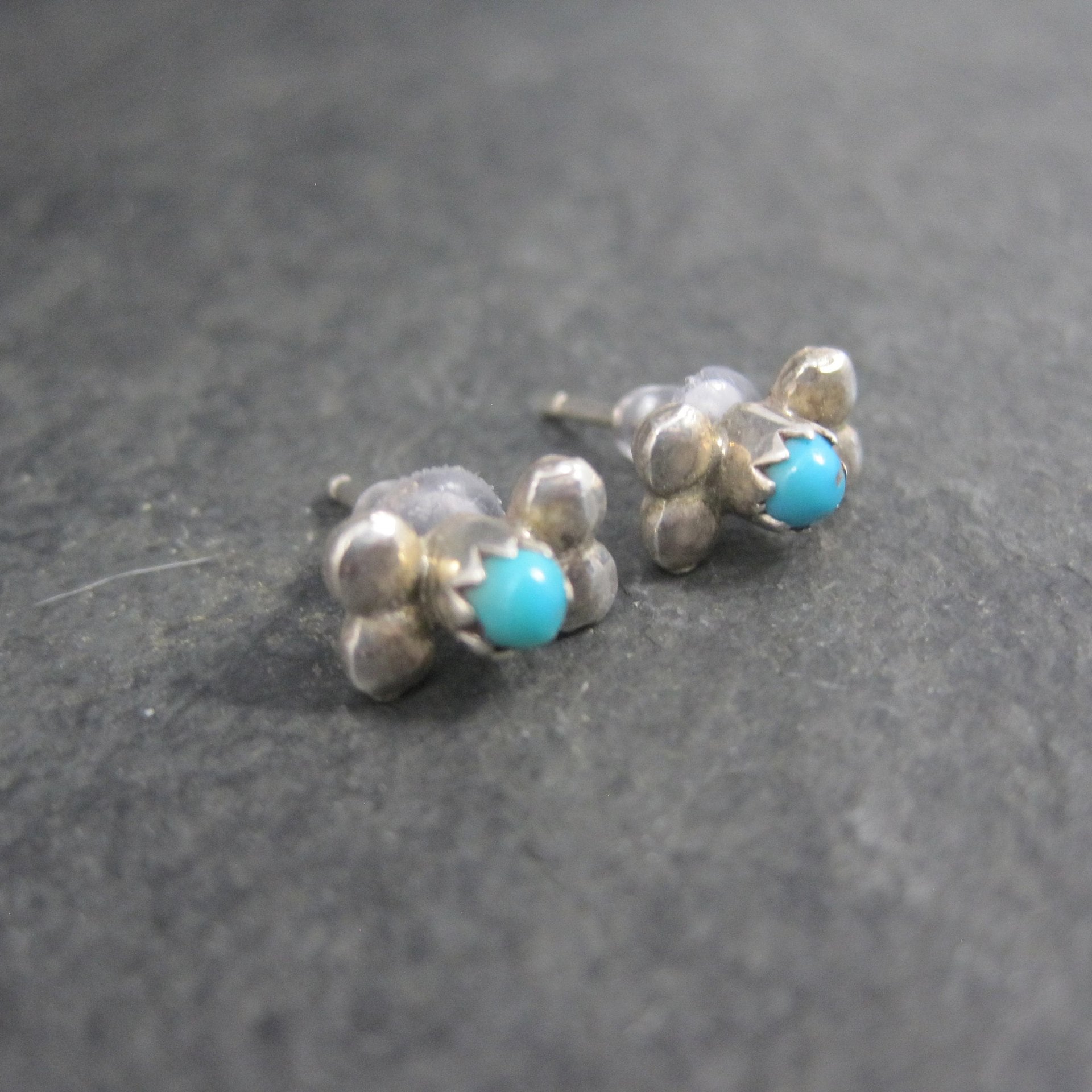 Vintage Southwestern Sterling Turquoise Stud Earrings