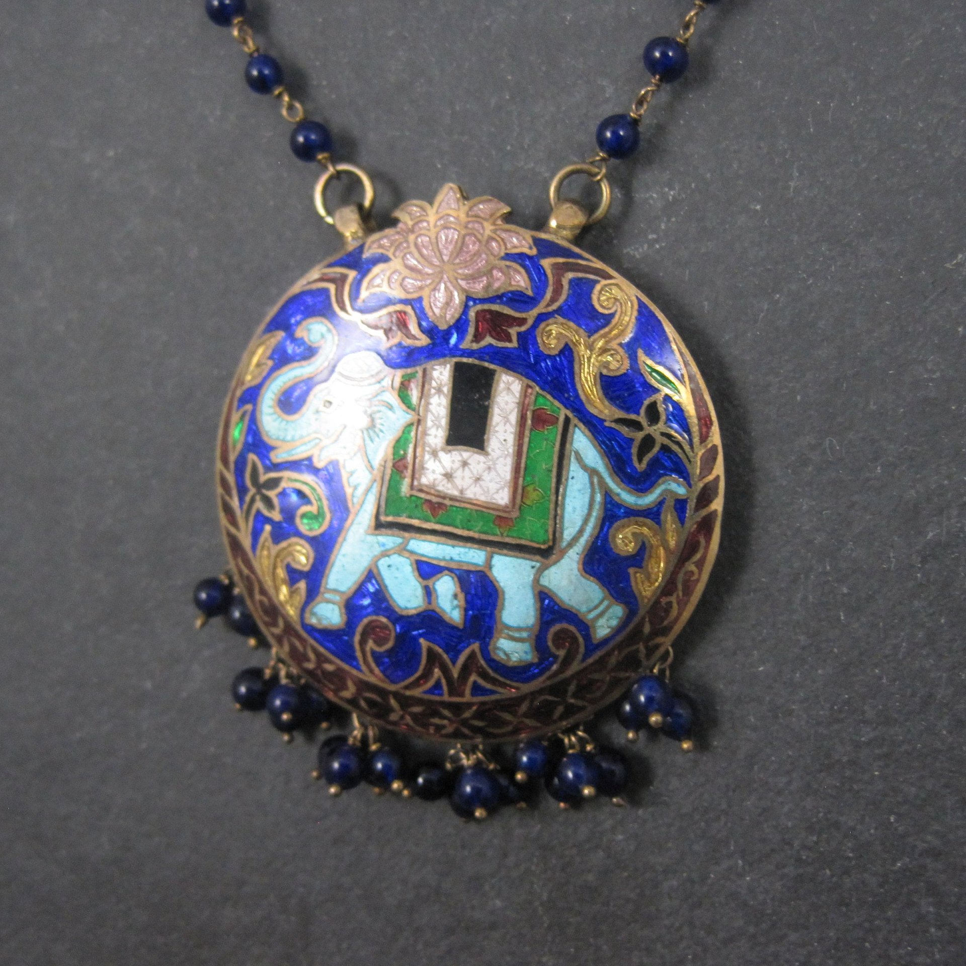 Vintage Cloisonne Enamel Elephant Necklace