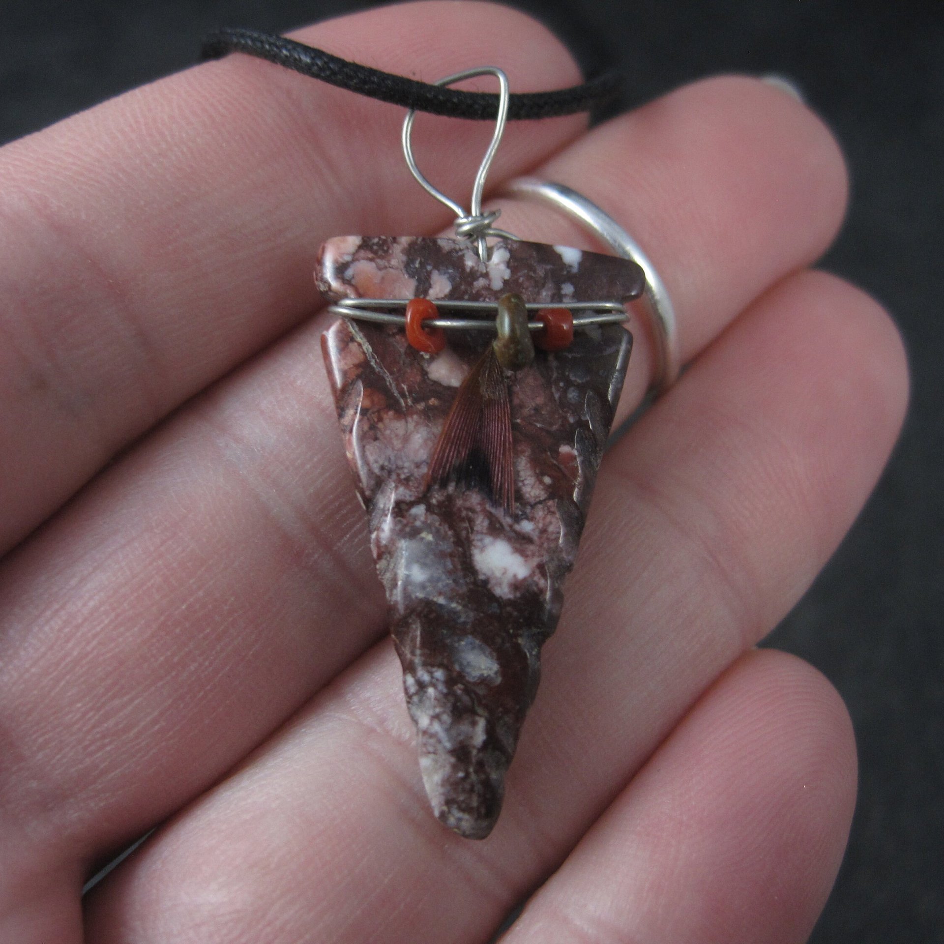 Vintage Carved Arrowhead Fetish Pendant Necklace