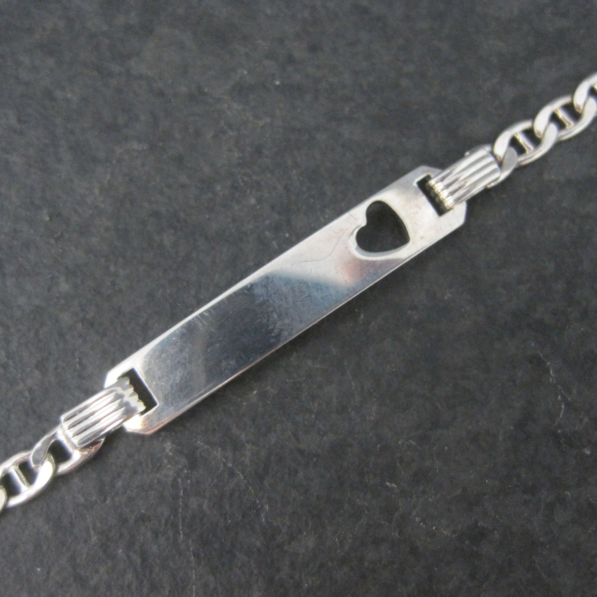 Vintage Italian Sterling Engravable Heart Bracelet 5.25 Inches