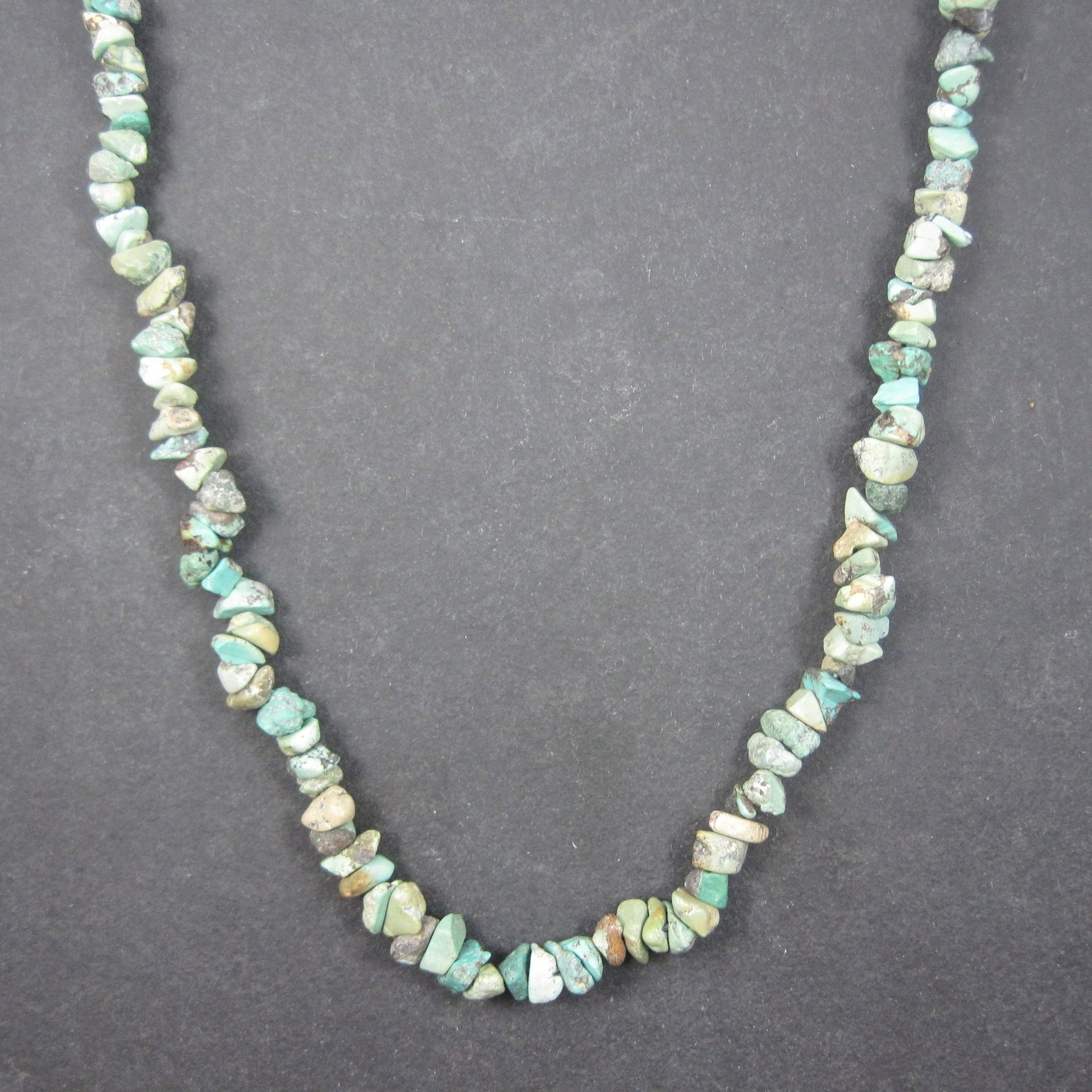 Vintage 70s Turquoise Nugget Necklace 32 Inches