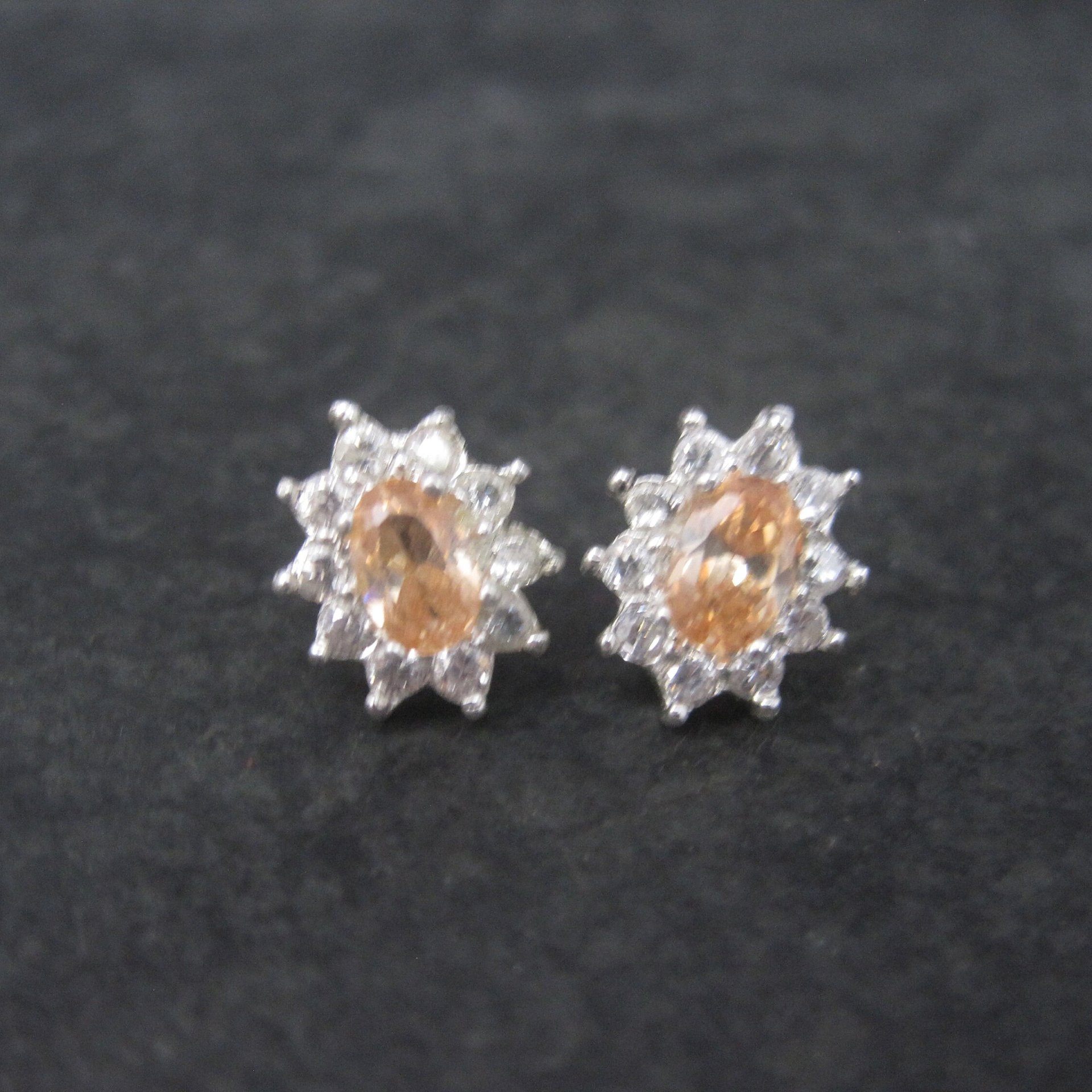 Vintage Peach Cubic Zirconia Stud Earrings