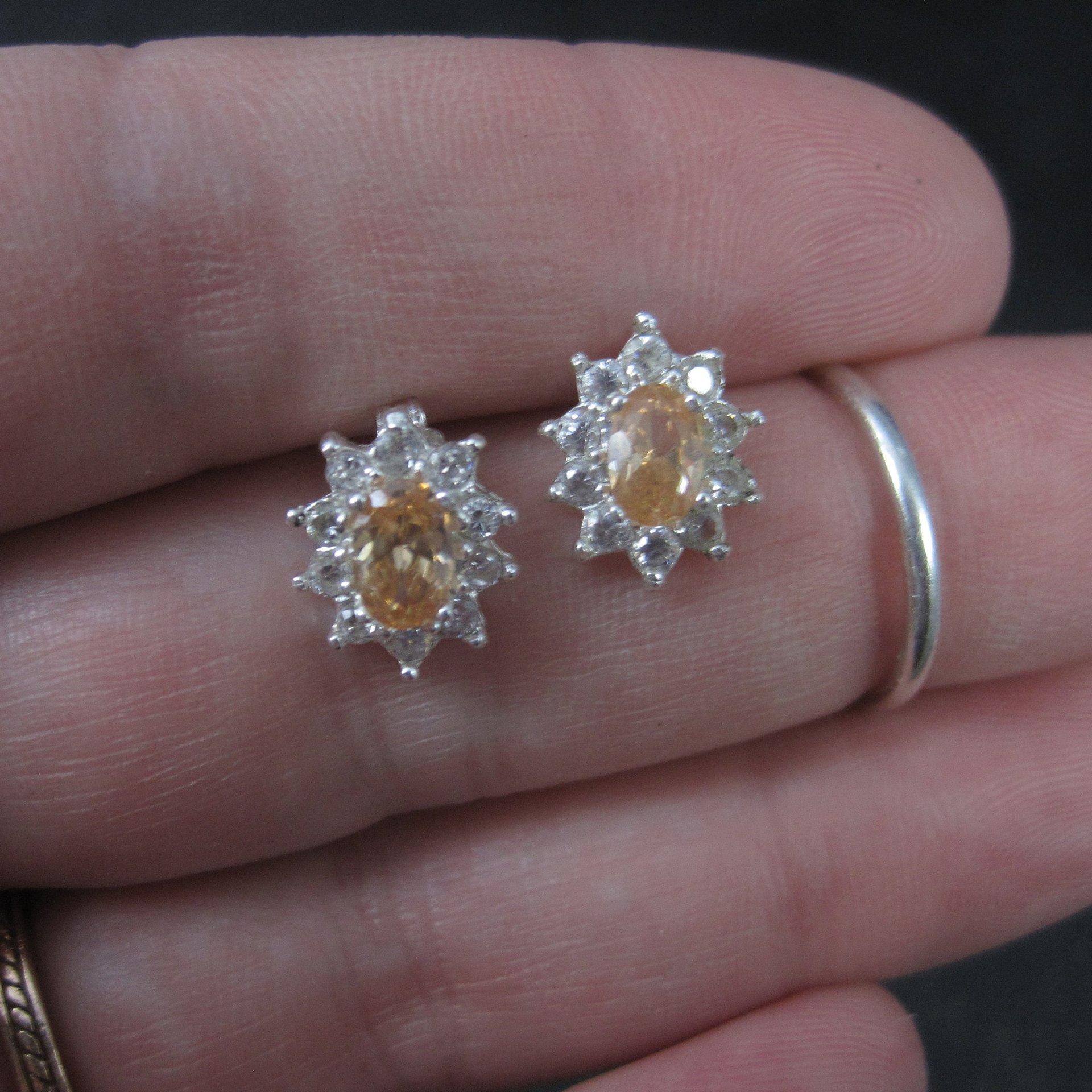 Vintage Peach Cubic Zirconia Stud Earrings