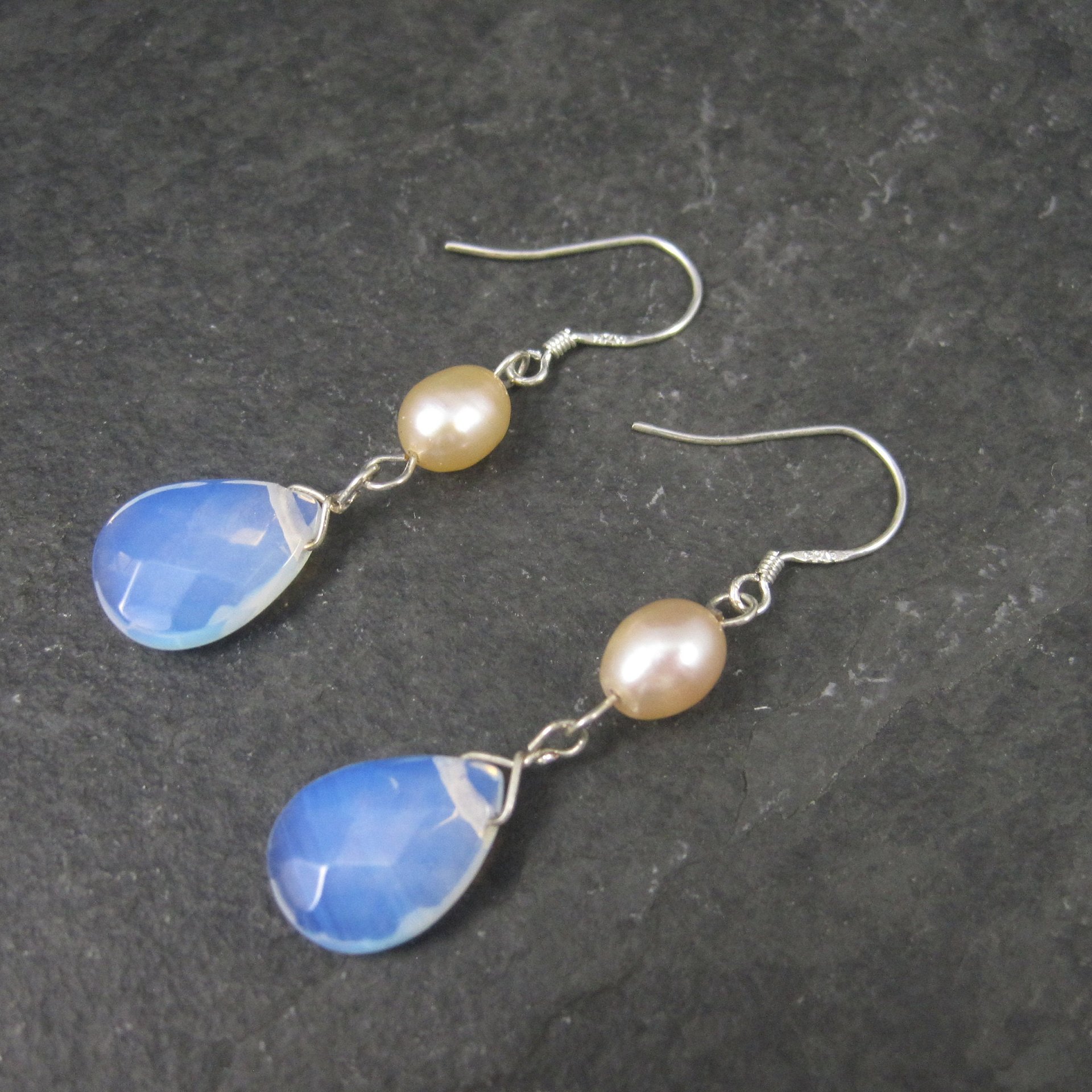 Sterling Opalite Pearl Earrings