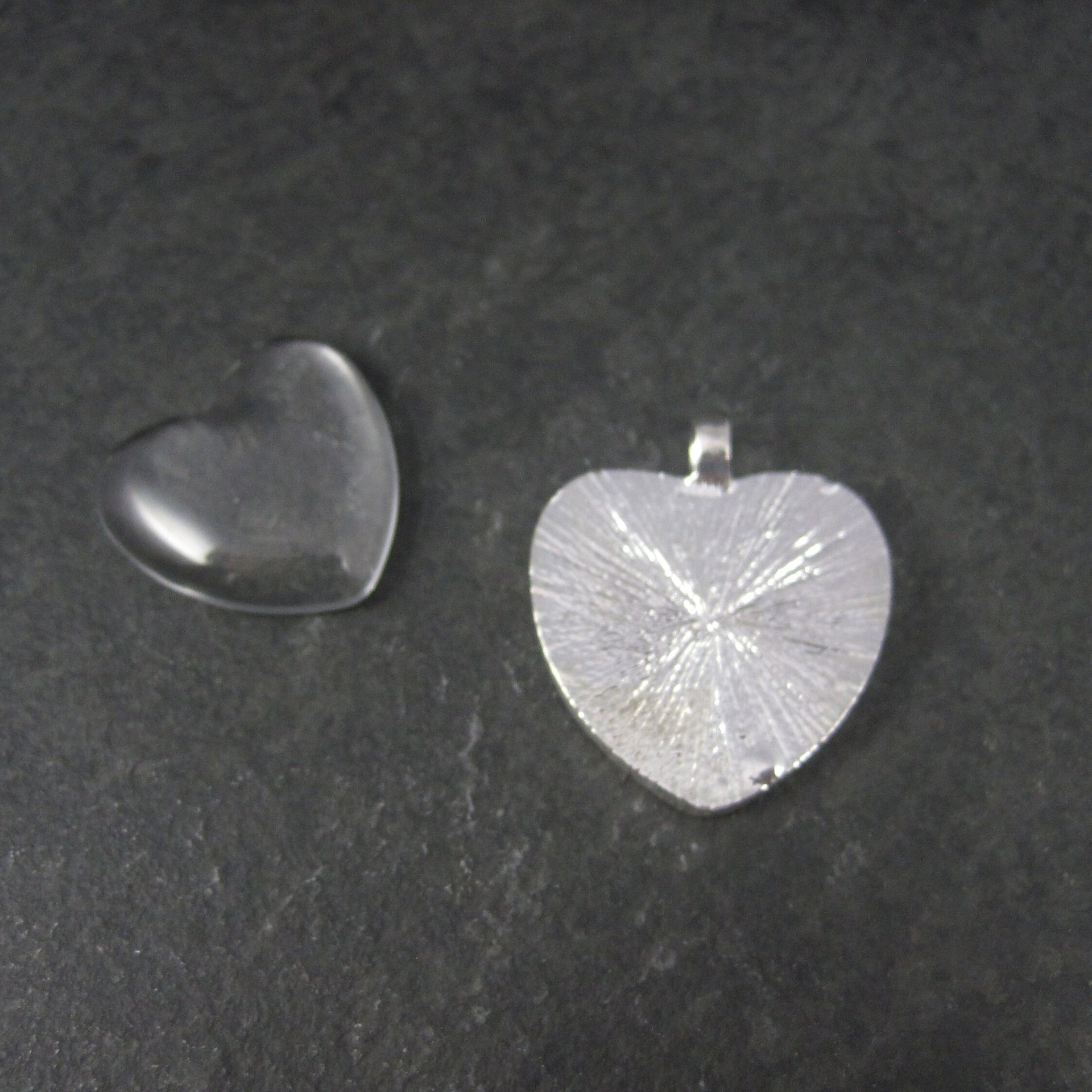 Silver Plated Heart Bezel Pendant Glass Heart Cabochon 25mm