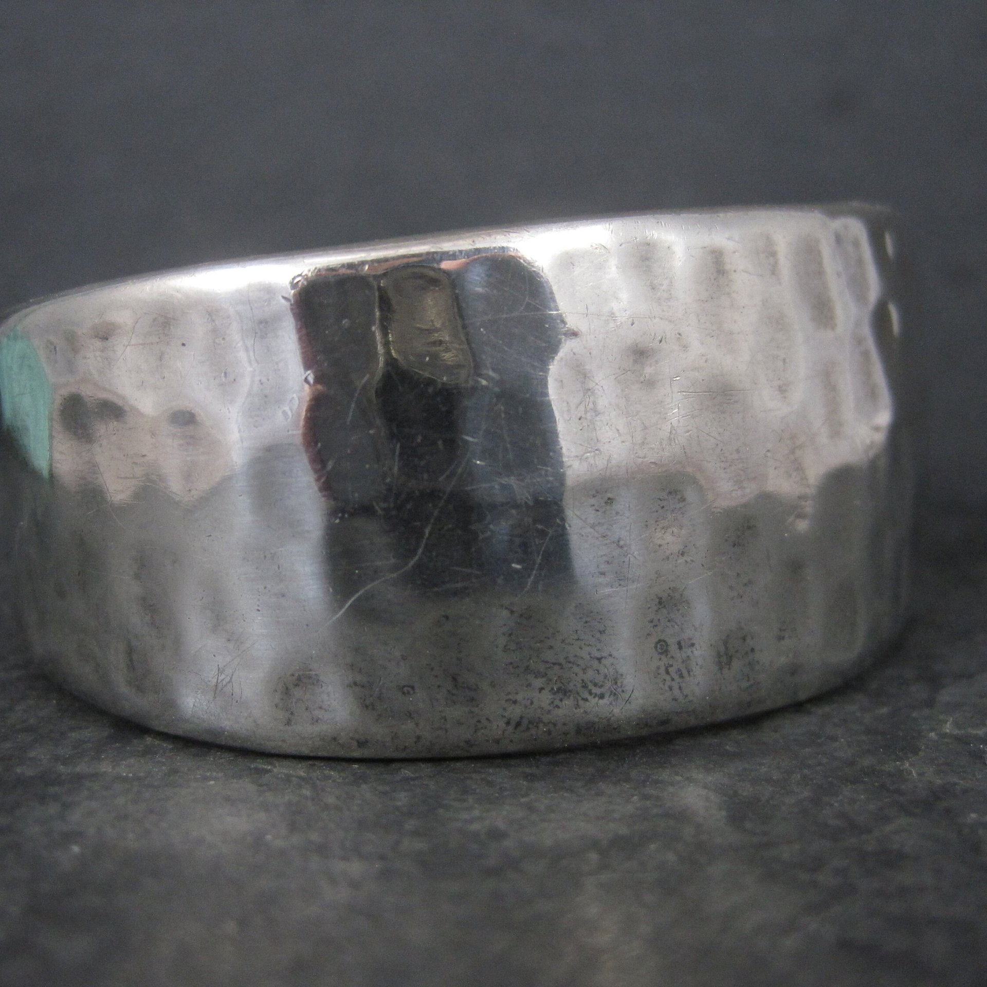 Vintage Mexican Sterling Hammered Cuff Bracelet 6.5 Inches