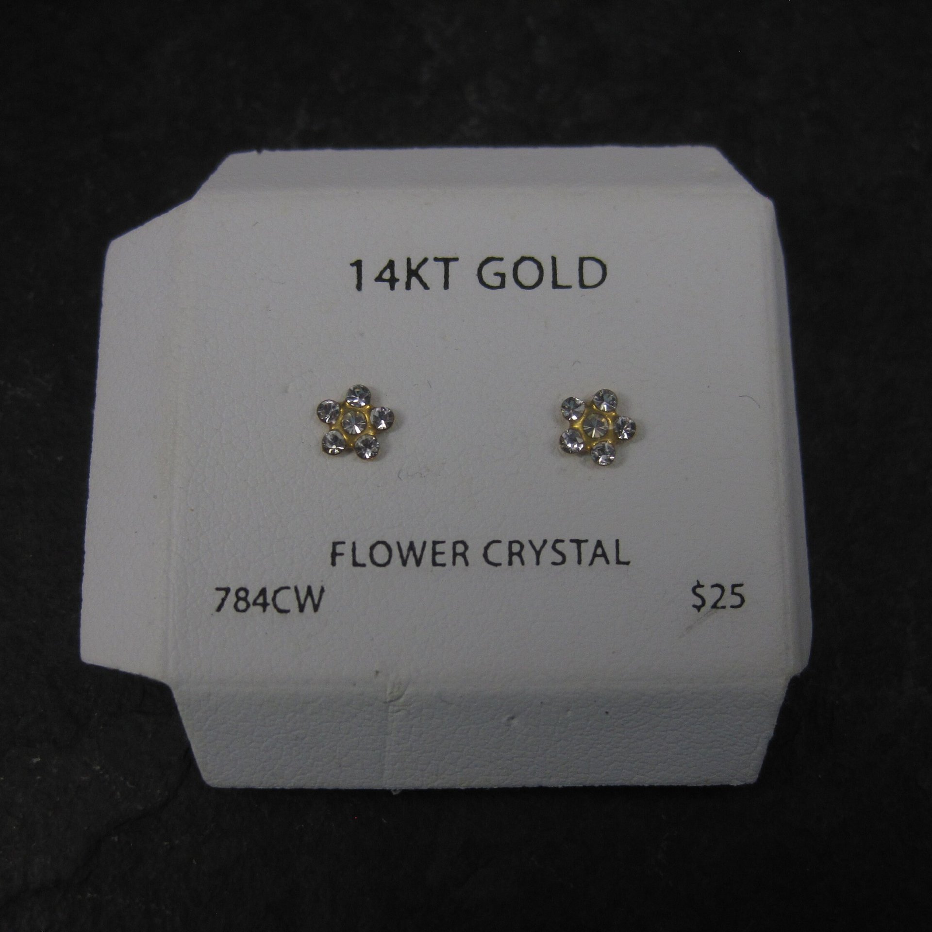 Vintage 14K Crystal Flower Piercing Earrings