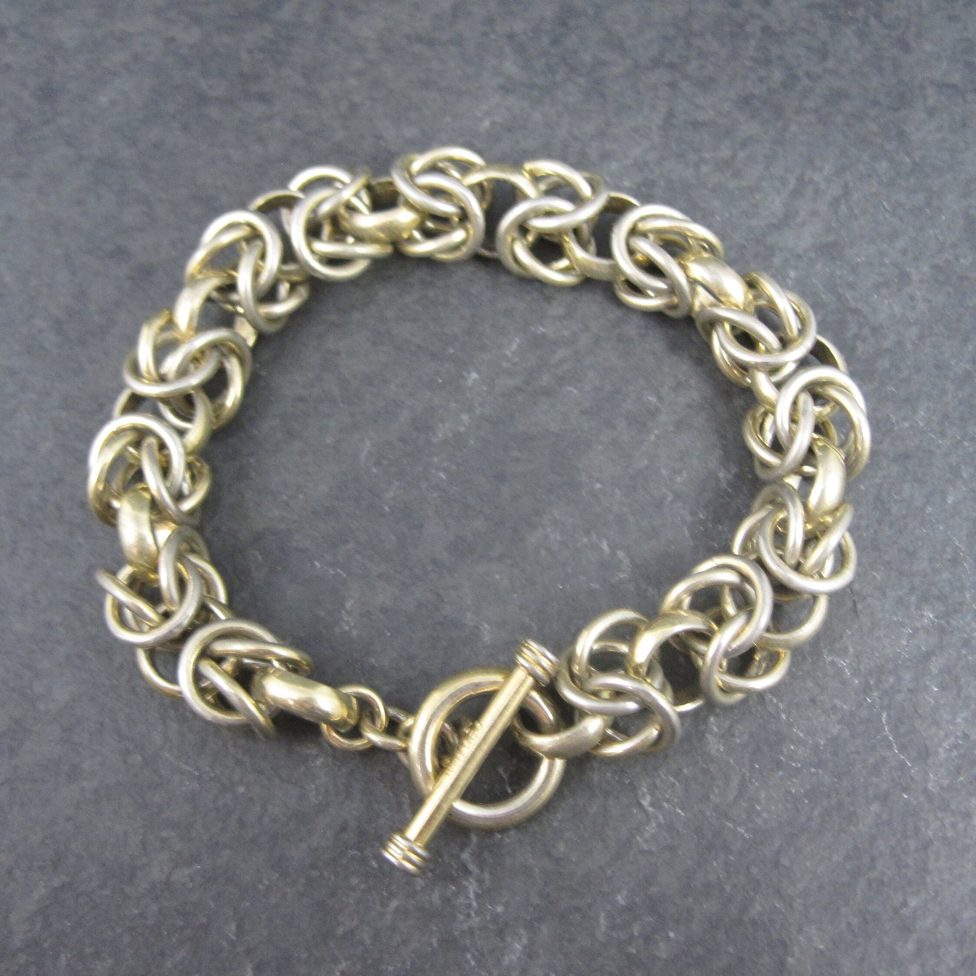 Heavy Vermeil Sterling Chainmaille Bracelet 7.5 Inches