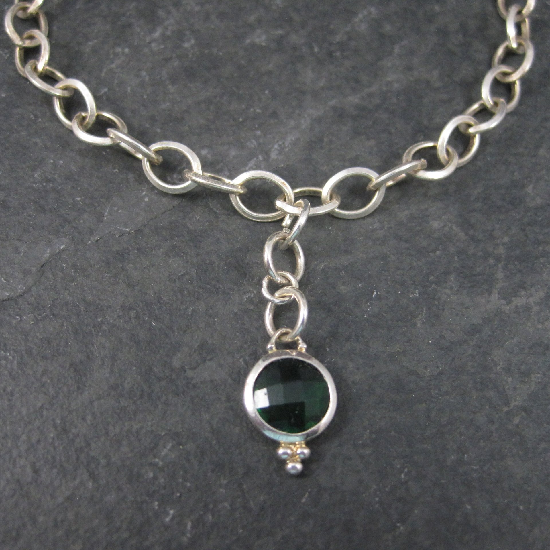 Vintage Sterling May Birthstone Charm Bracelet 7.5 Inches