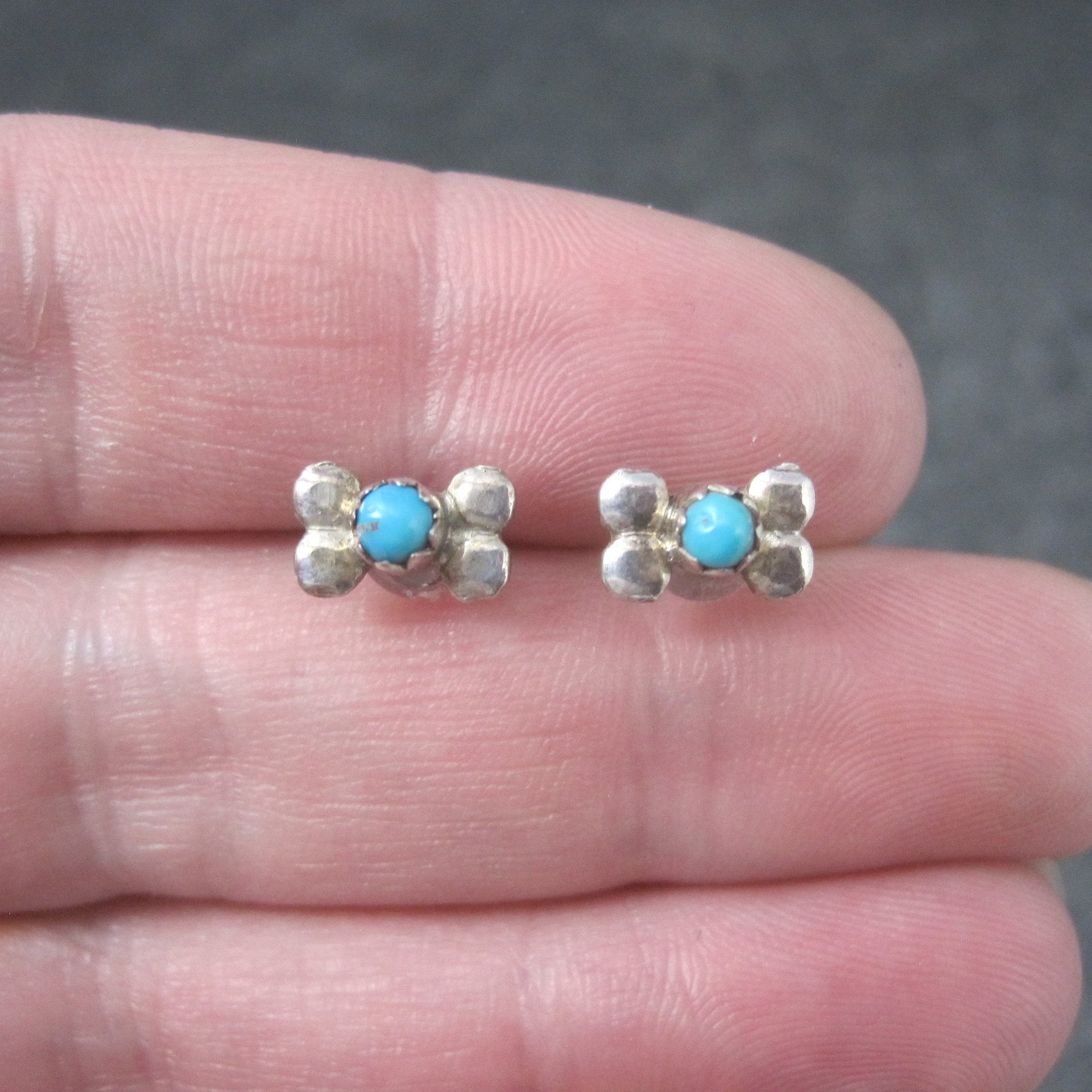 Vintage Southwestern Sterling Turquoise Stud Earrings