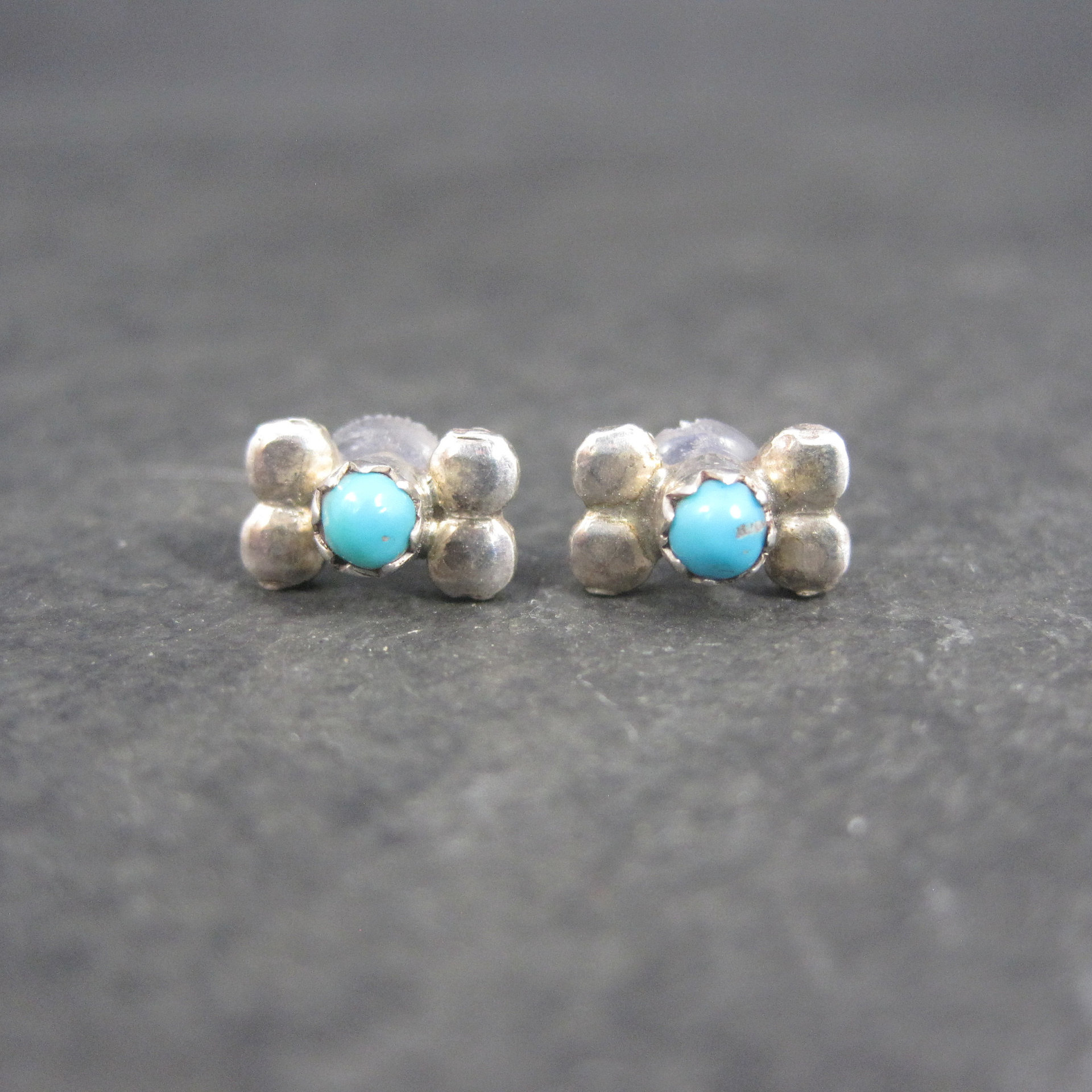 Vintage Southwestern Sterling Turquoise Stud Earrings