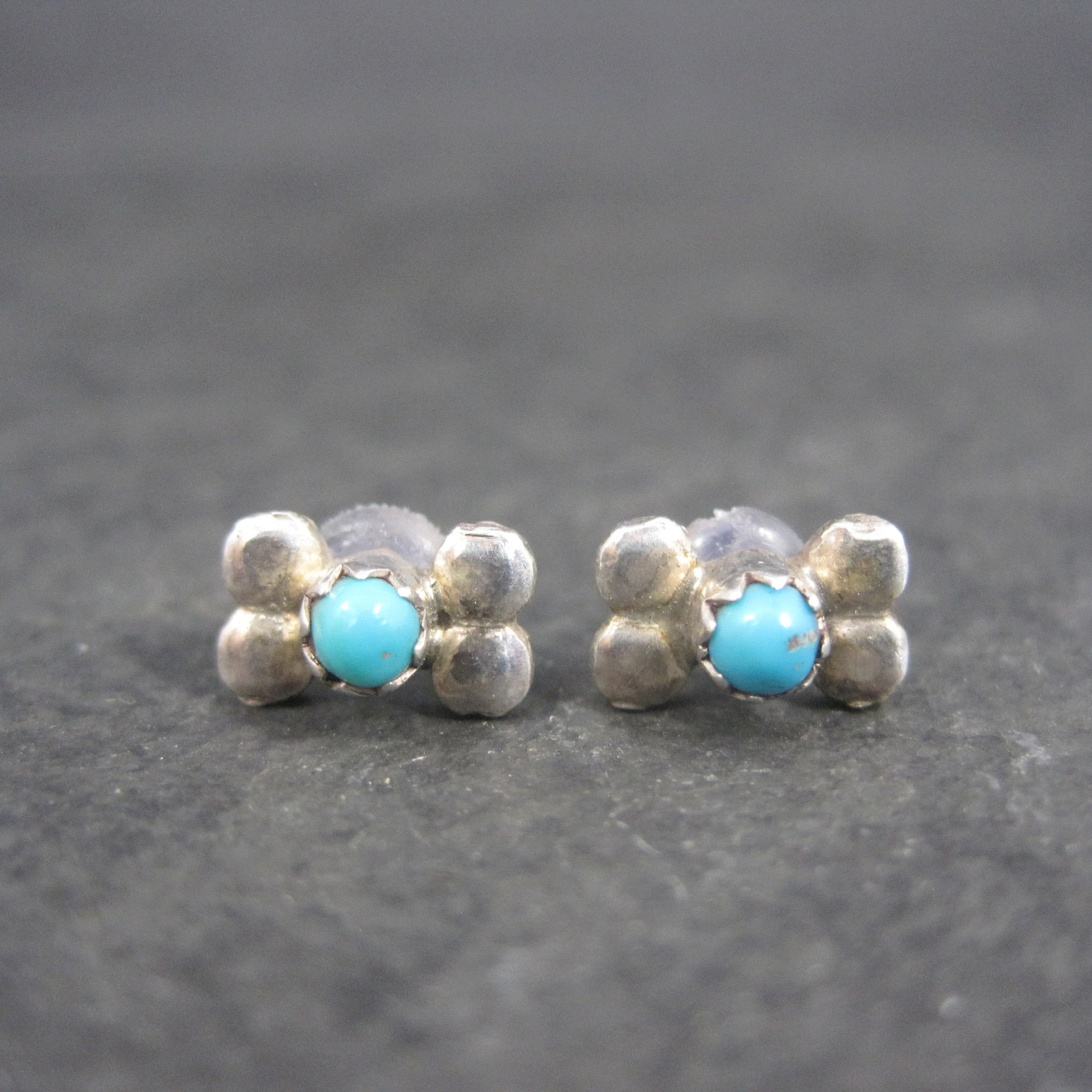 Vintage Southwestern Sterling Turquoise Stud Earrings