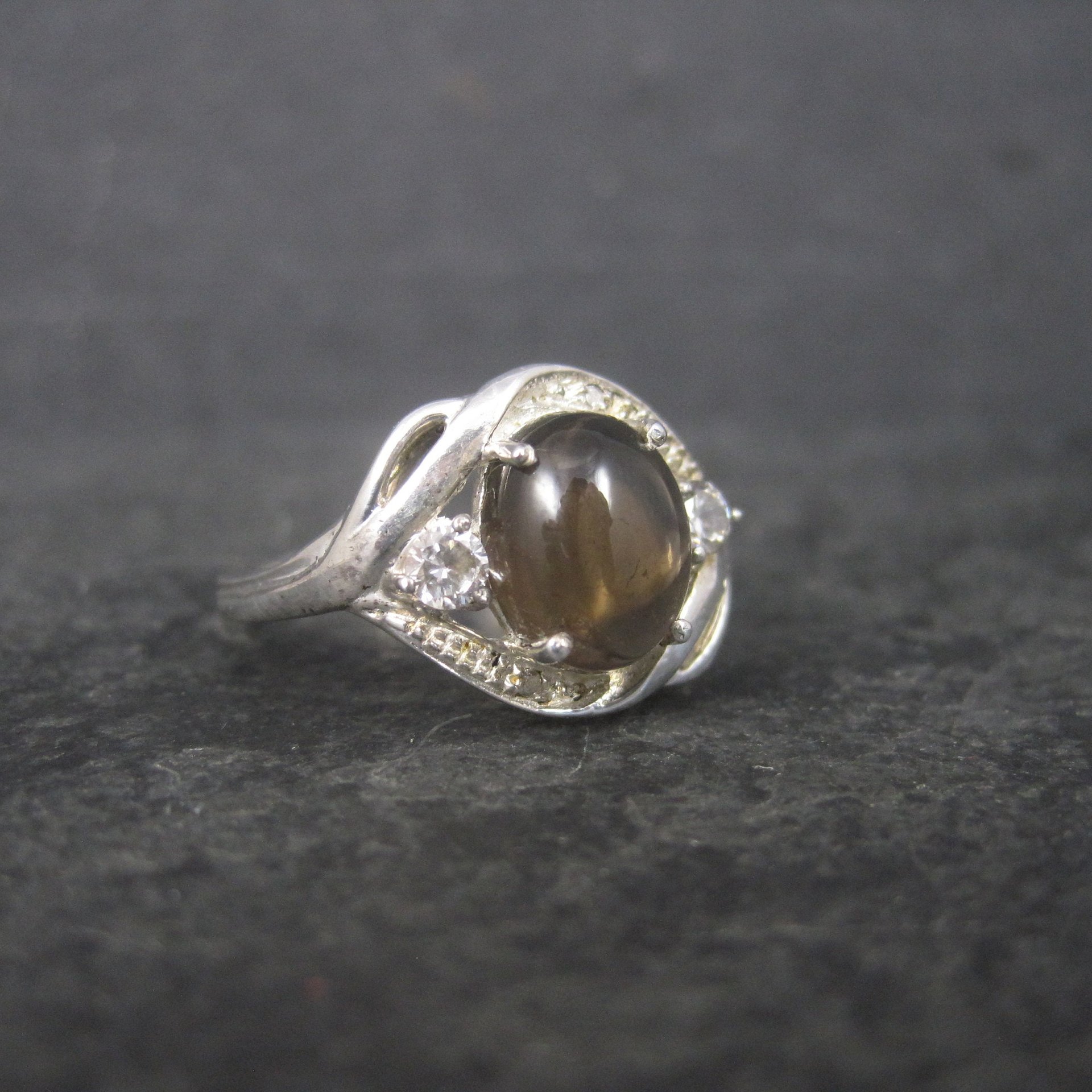 Vintage Sterling Smoky Quartz Ring Size 8