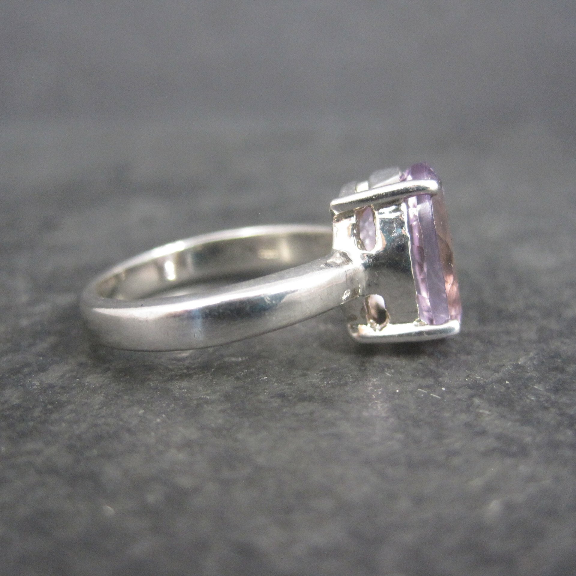 Vintage Sterling Amethyst Solitaire Ring Size 6.25