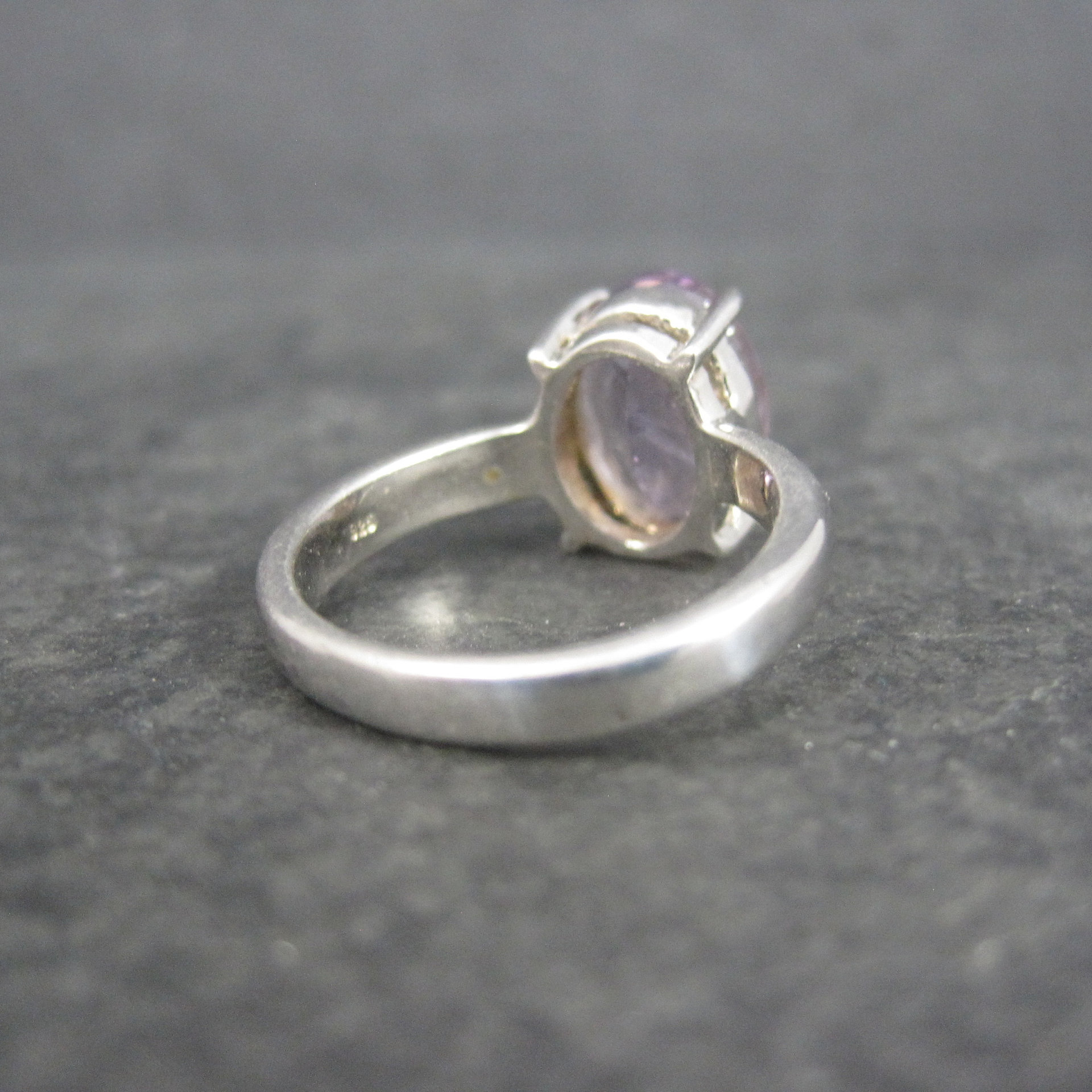 Vintage Sterling Amethyst Solitaire Ring Size 6.25