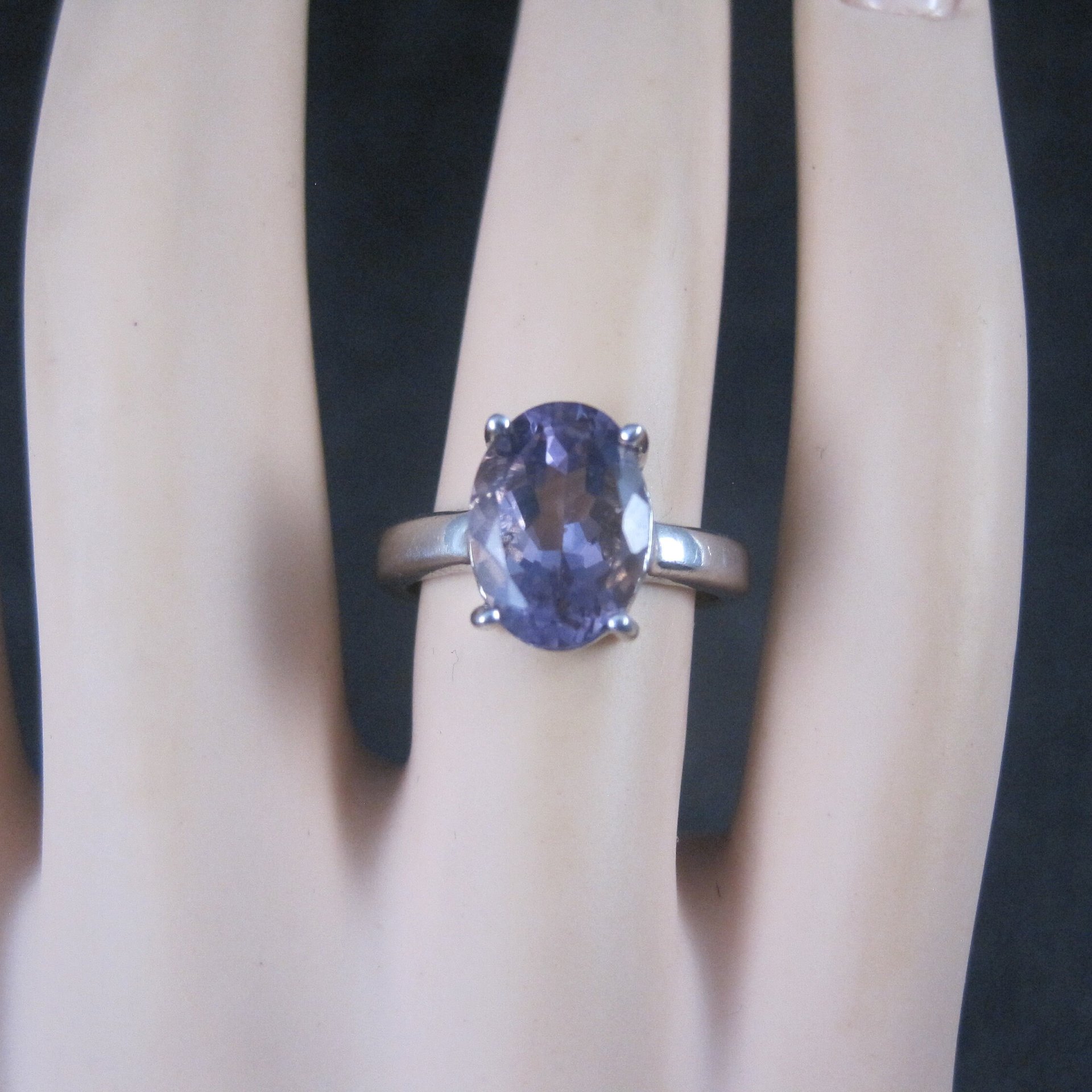 Vintage Sterling Amethyst Solitaire Ring Size 6.25