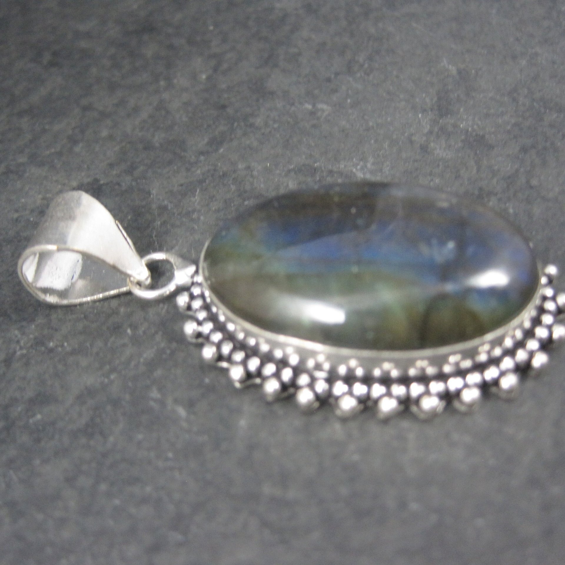 Large Vintage Sterling Labradorite Pendant