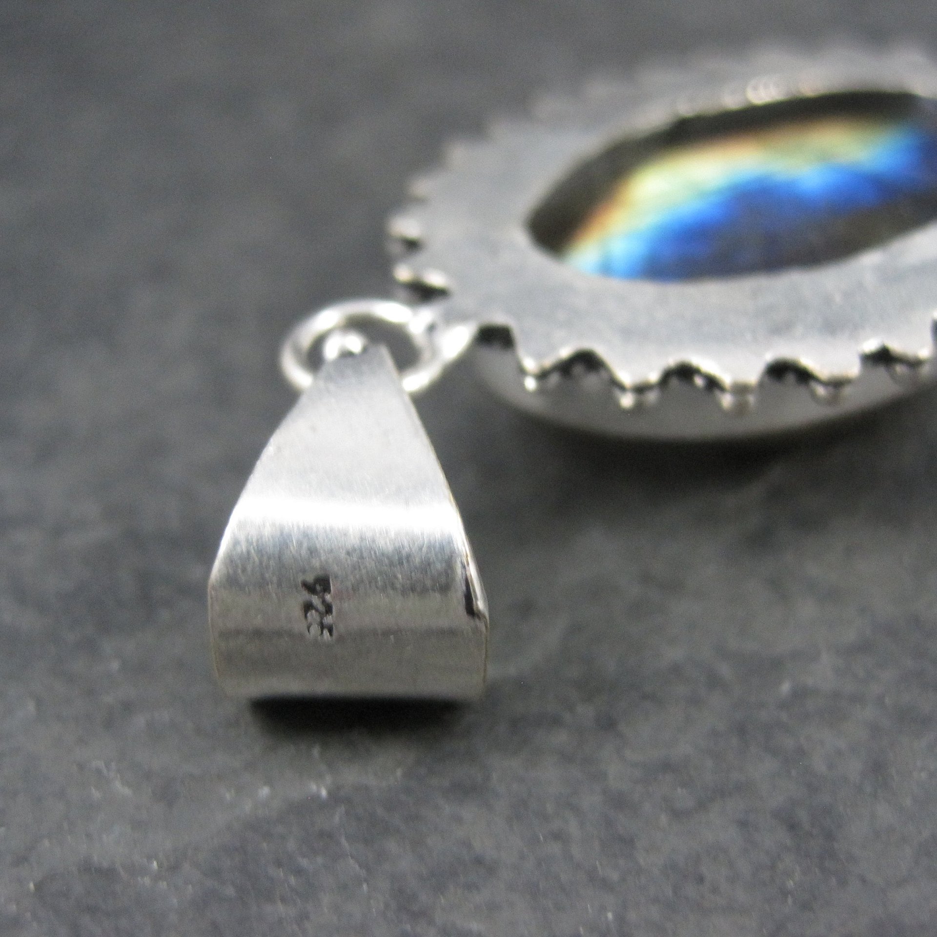 Large Vintage Sterling Labradorite Pendant