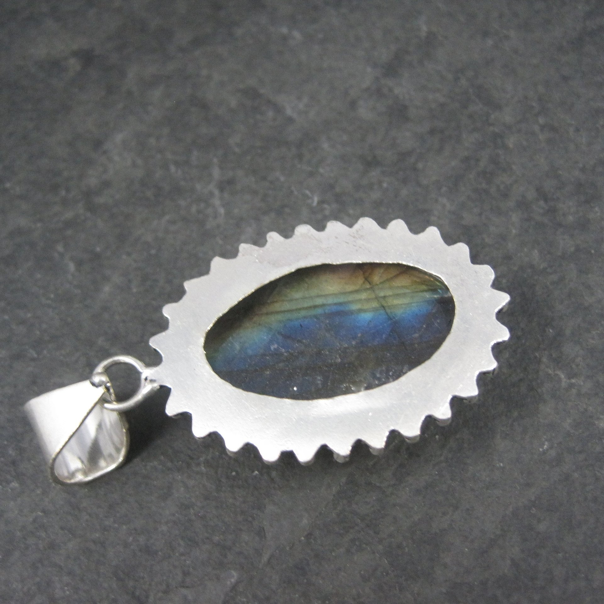 Large Vintage Sterling Labradorite Pendant