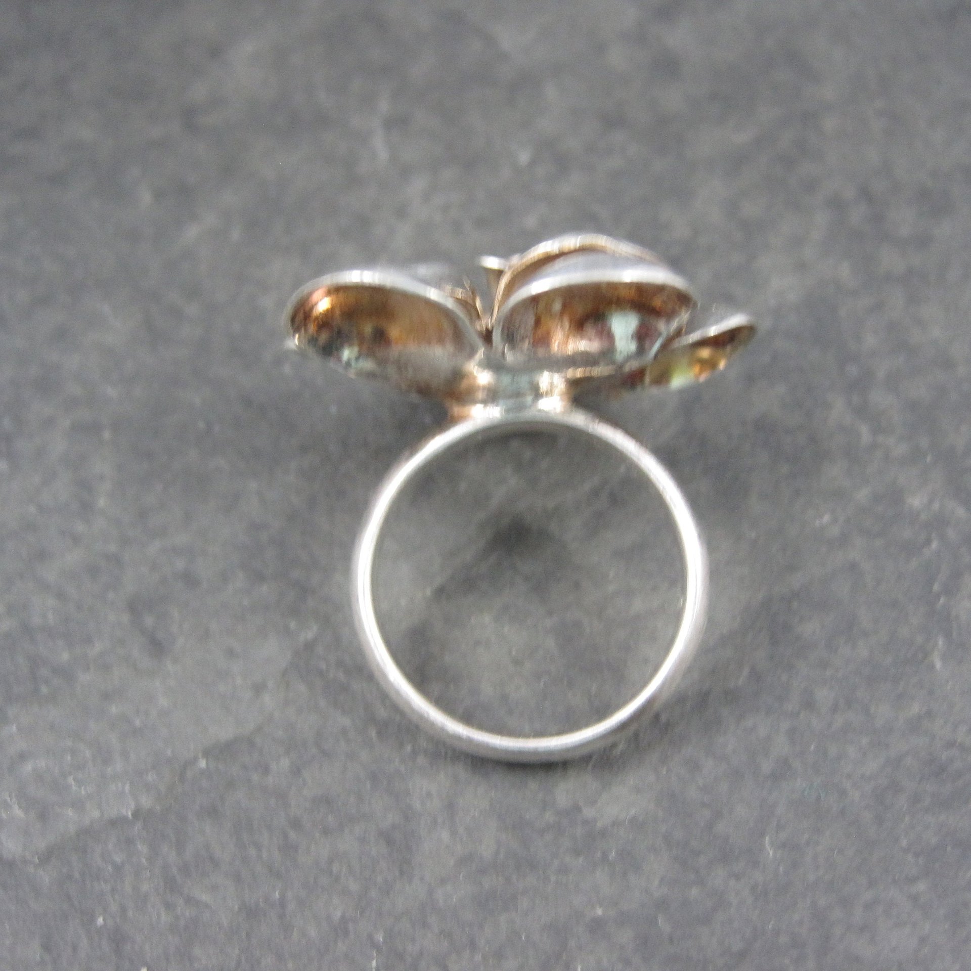 Large Sterling Dimensional Flower Ring Size 8.5