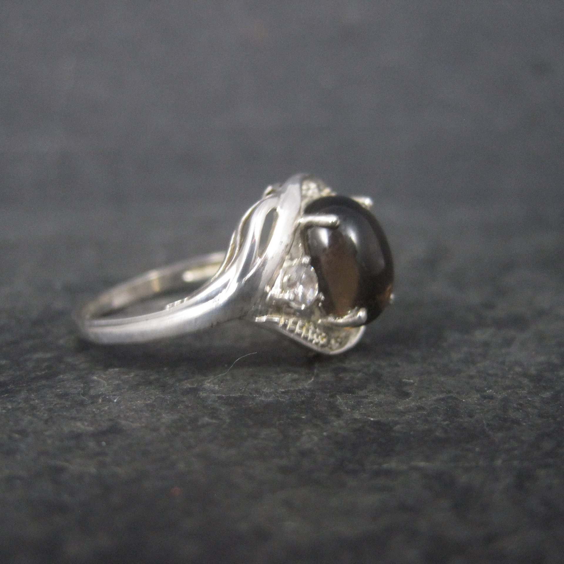 Vintage Sterling Smoky Quartz Ring Size 8