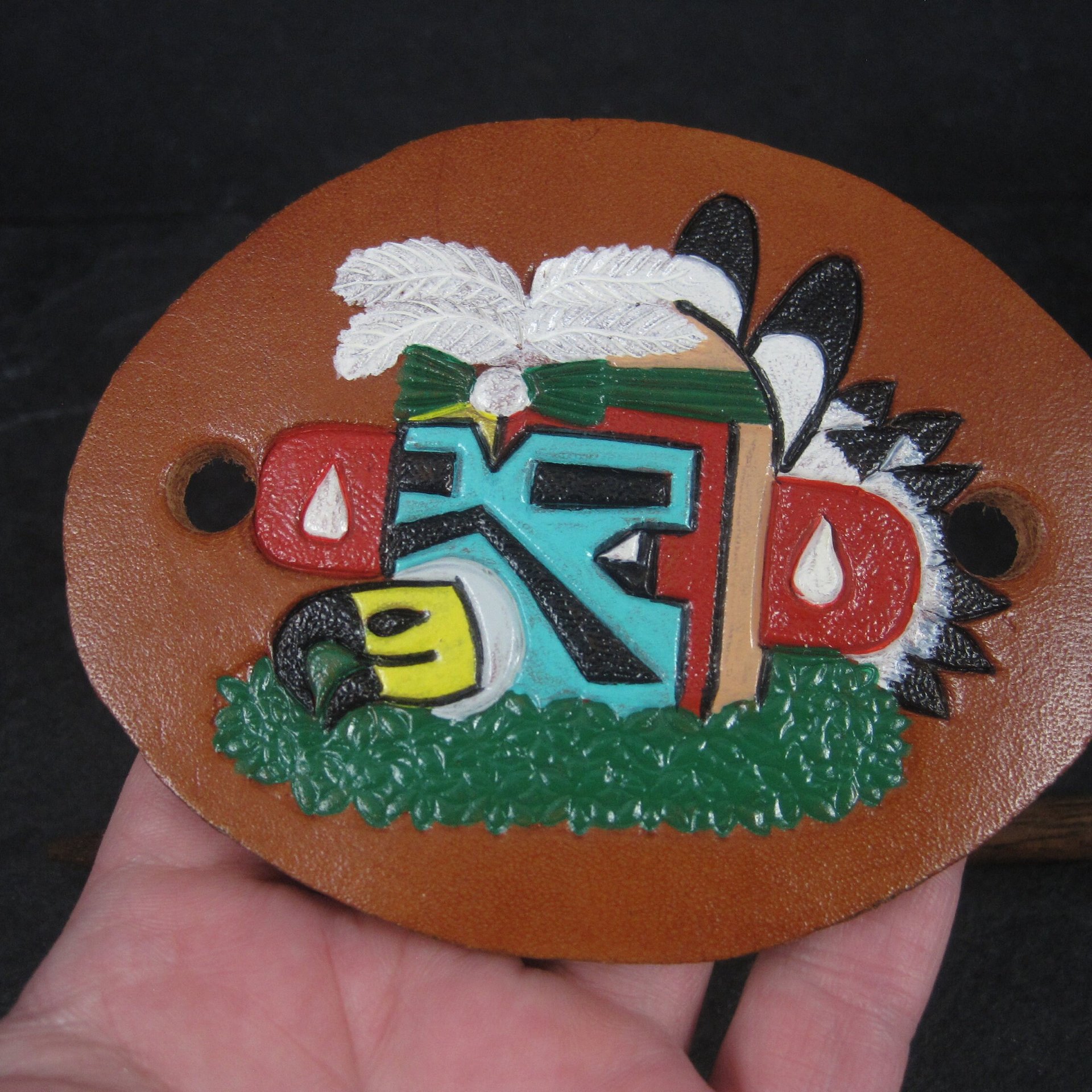 Leather Kachina Hair Barrette Wrap