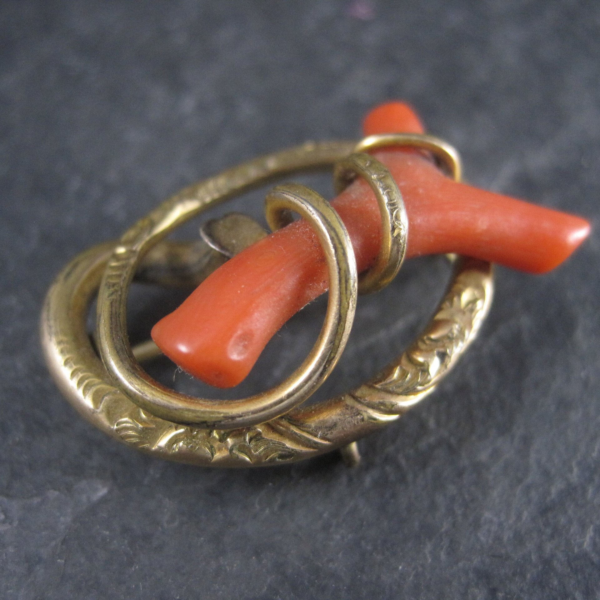 Antique Gold Filled Coral Branch Brooch Pendant