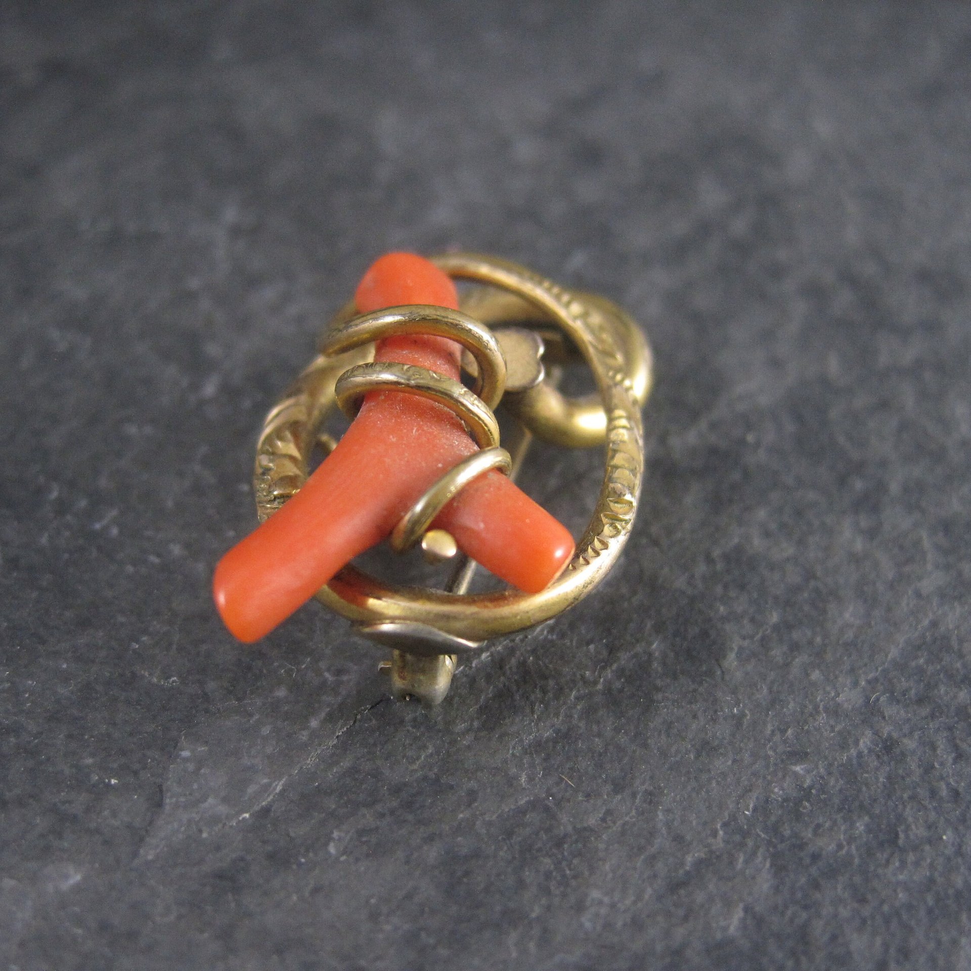 Antique Gold Filled Coral Branch Brooch Pendant