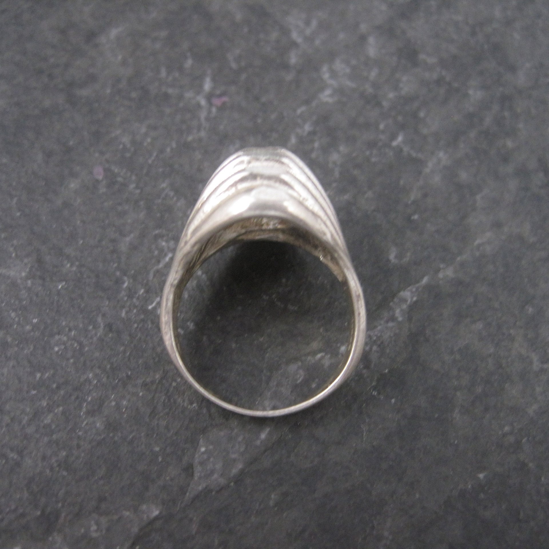 Vintage Diamond Cut Sterling Dome Ring Size 7