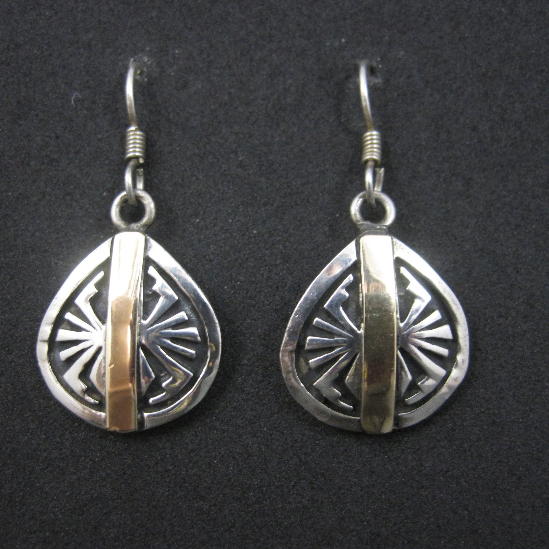 Vintage Sterling Silver 14K Southwestern Spider Earrings