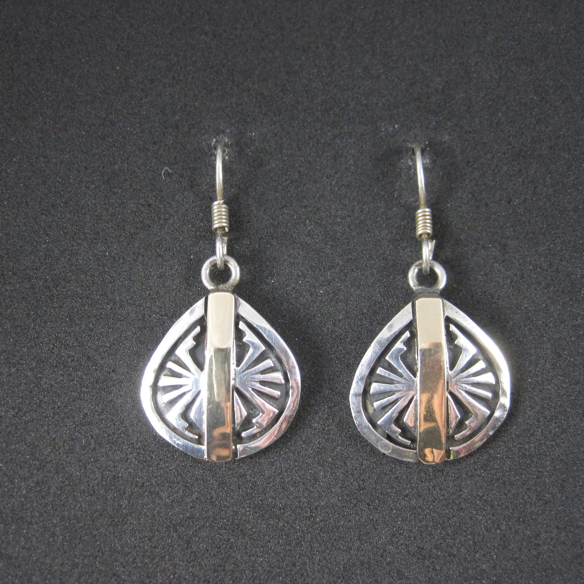 Vintage Sterling Silver 14K Southwestern Spider Earrings