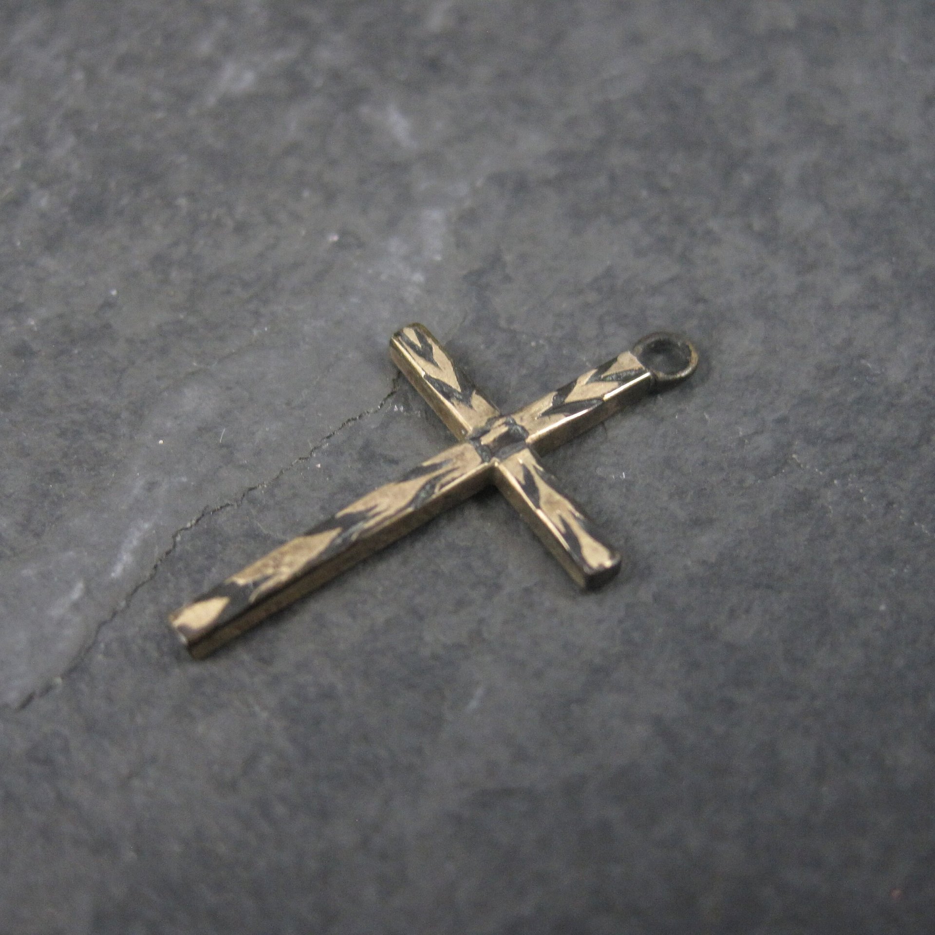 Dainty Antique 10K Cross Pendant Charm