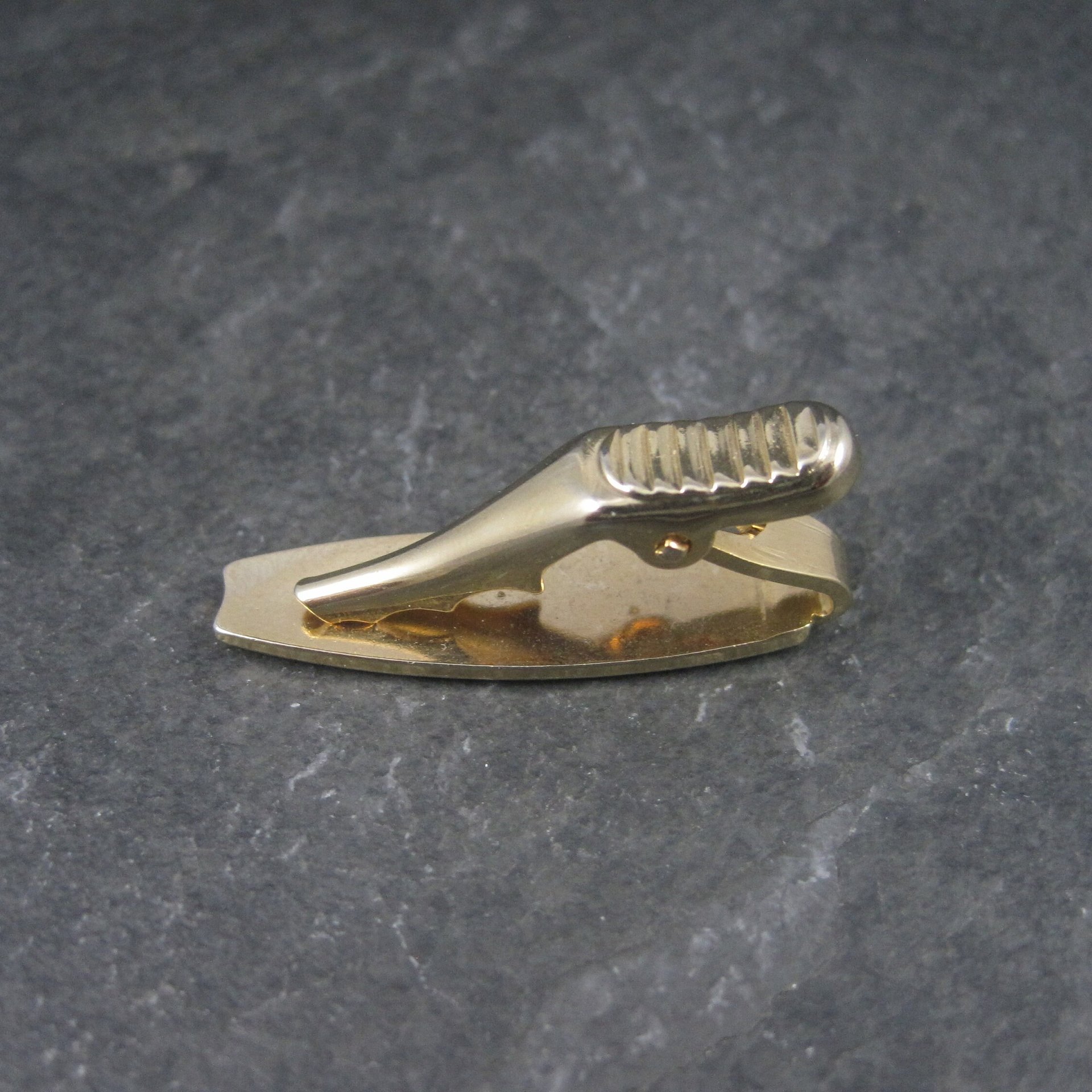 Estate Textured Gold Tone Tie Clip